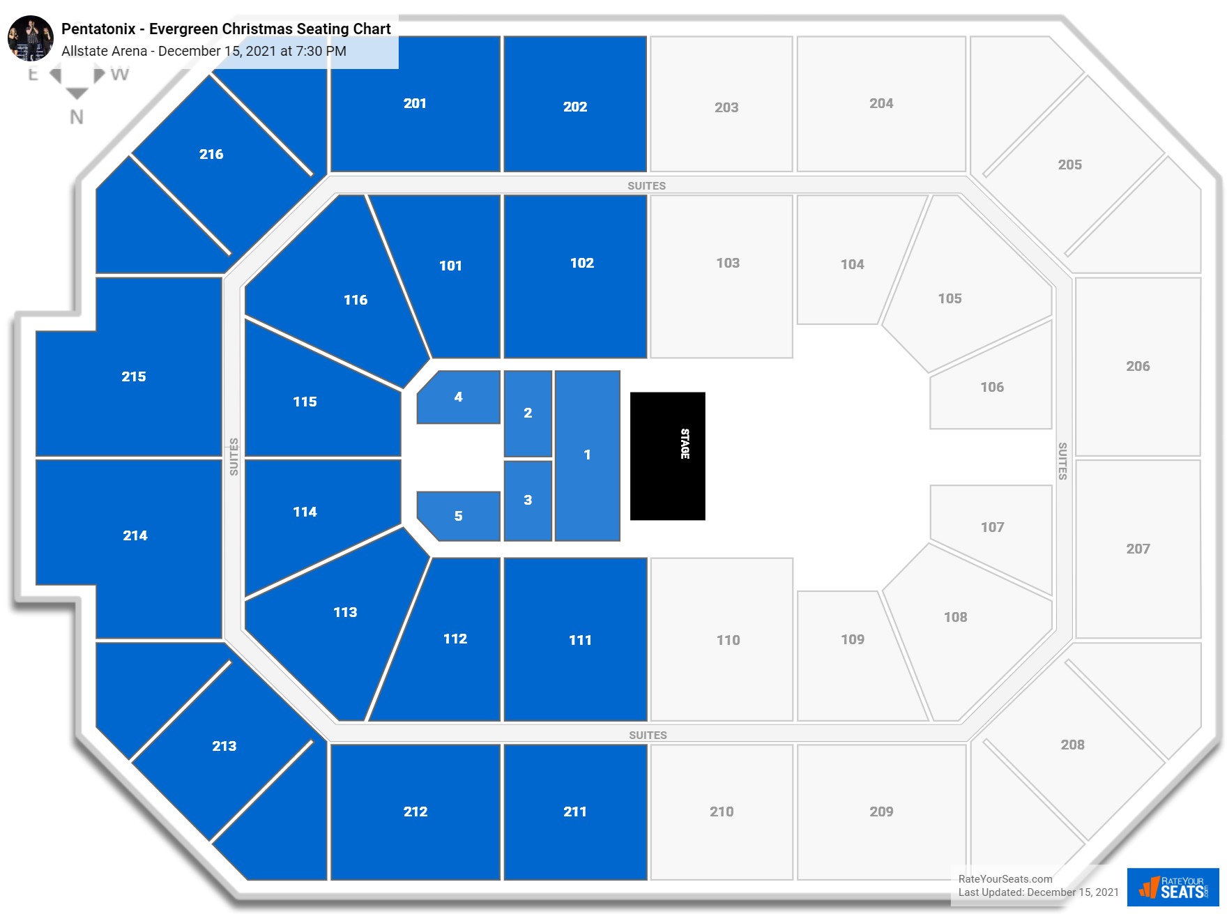 Pentatonix - Evergreen Christmas seating chart Allstate Arena