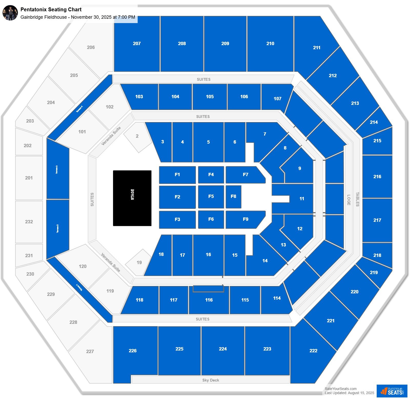 Pentatonix seating chart Gainbridge Fieldhouse
