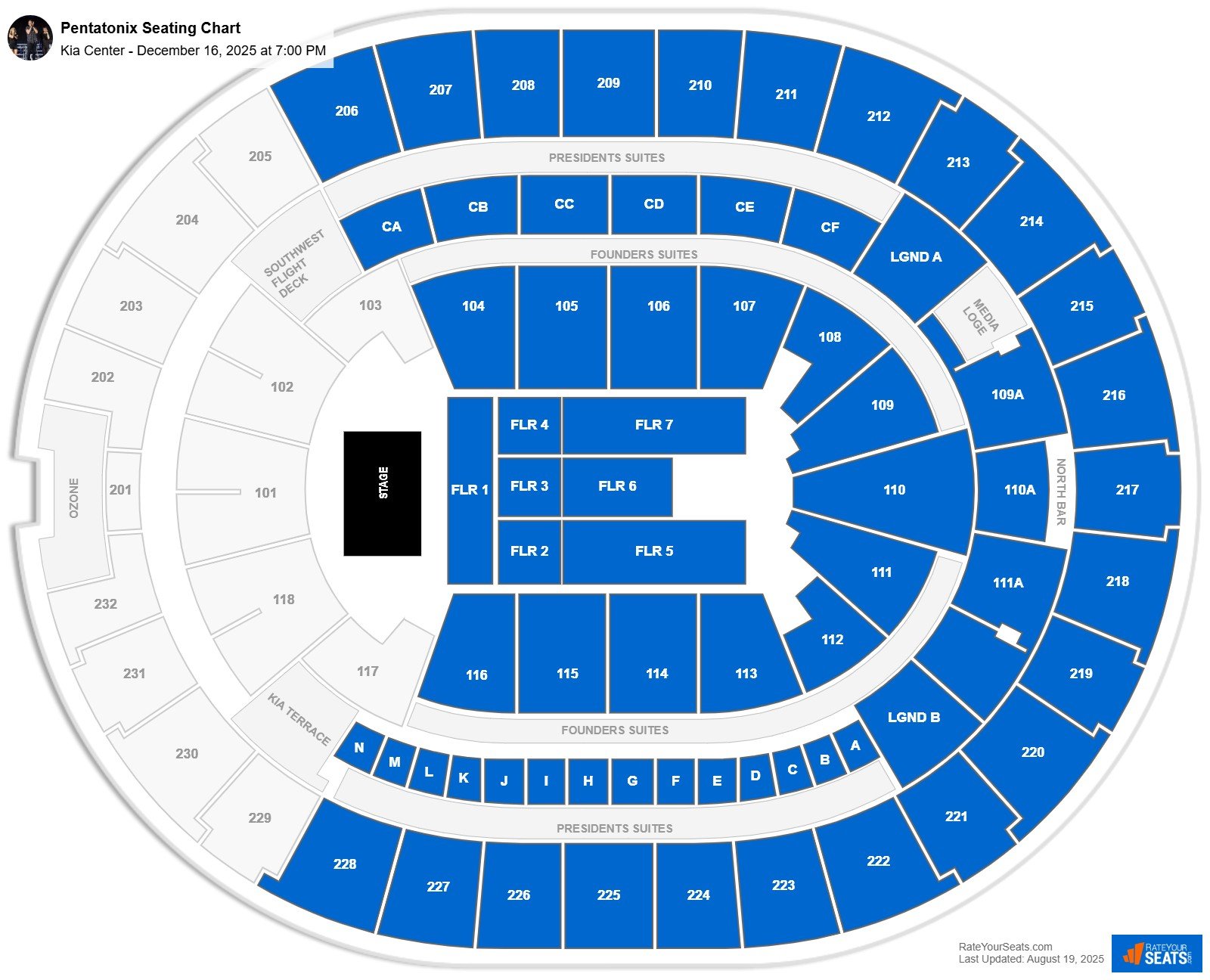 Pentatonix seating chart Kia Center