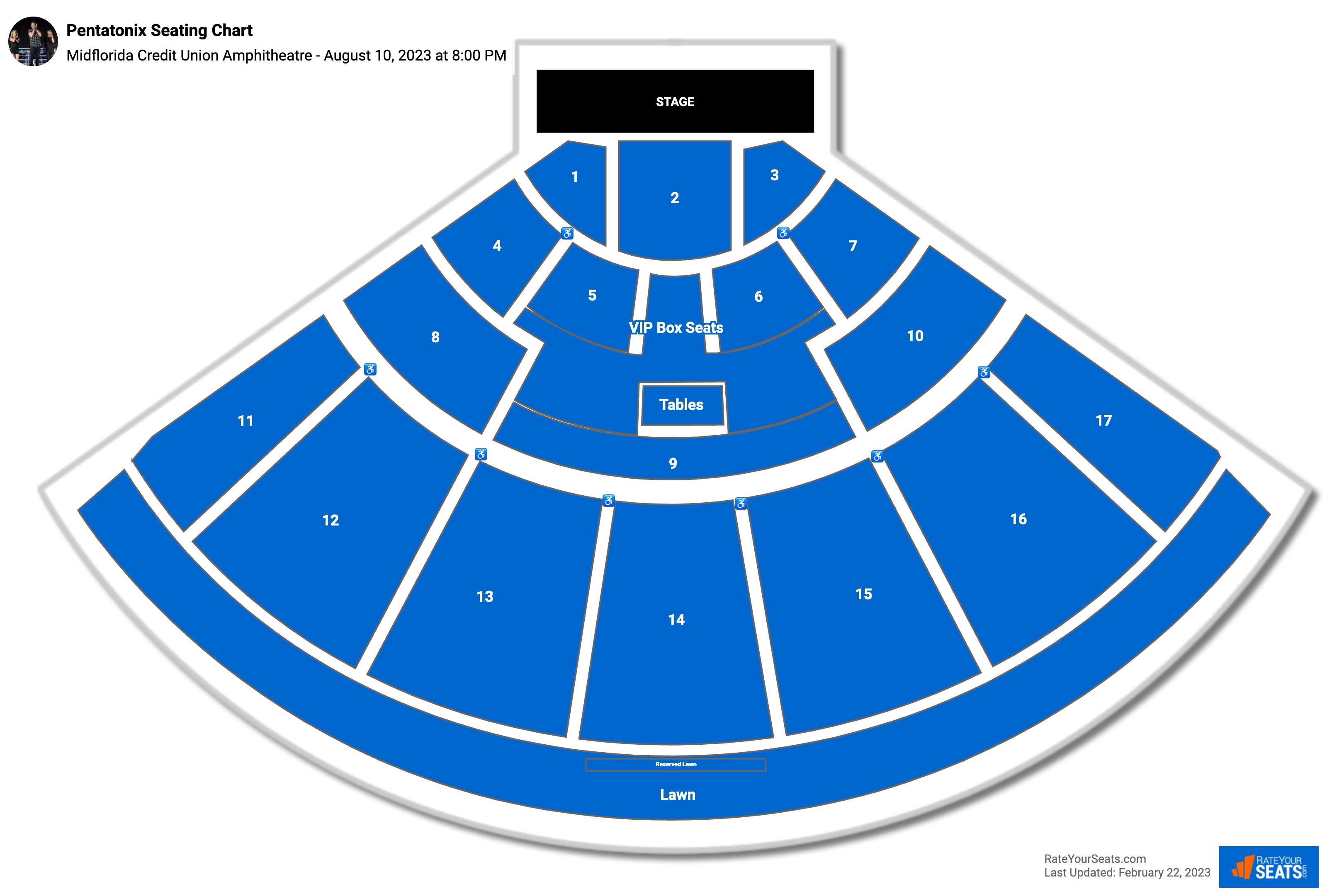 Pentatonix seating chart Midflorida Credit Union Amphitheatre