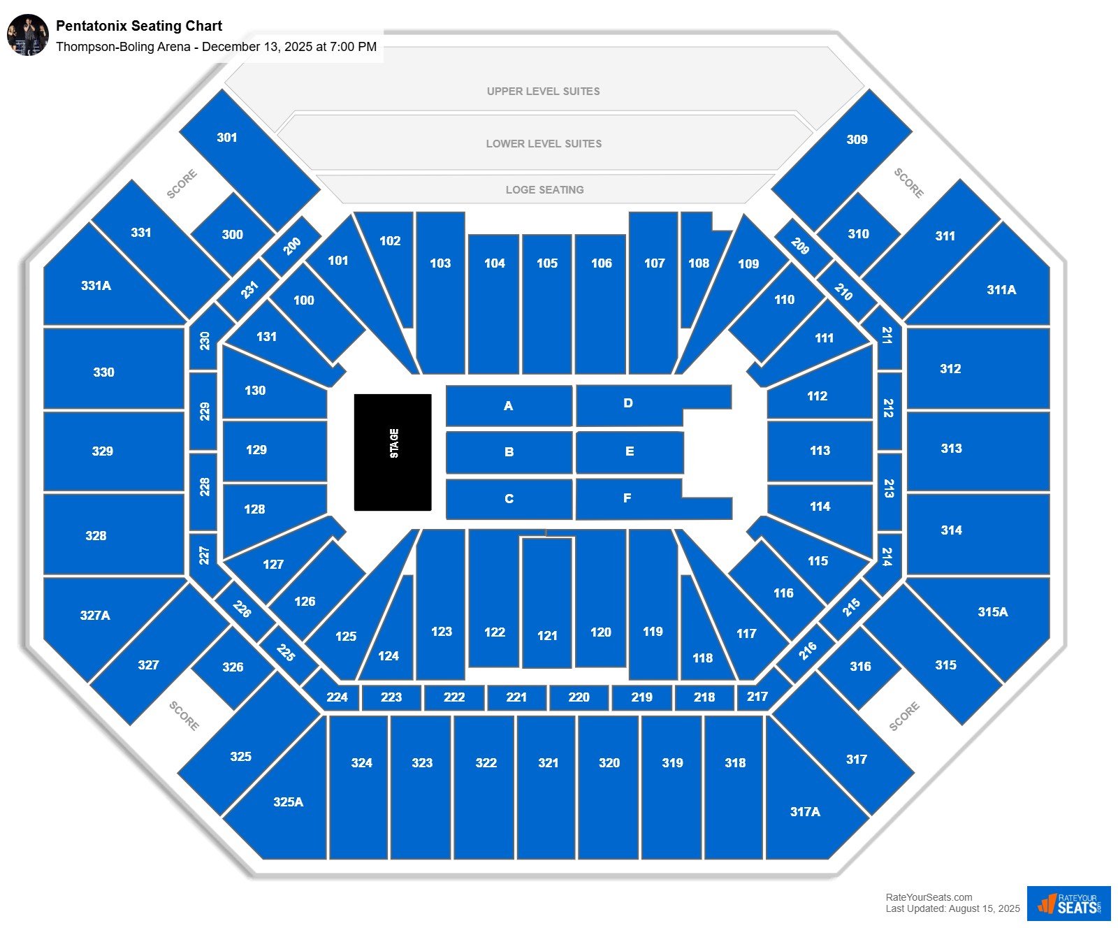 Pentatonix seating chart Thompson-Boling Arena