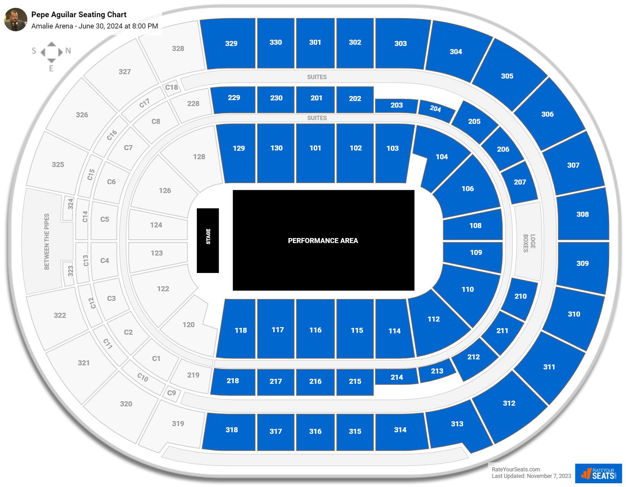 Pepe Aguilar seating chart Amalie Arena