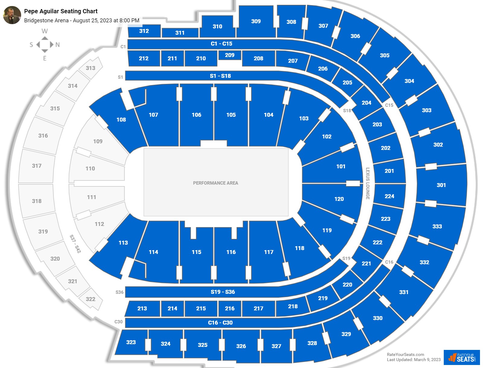 Pepe Aguilar seating chart Bridgestone Arena