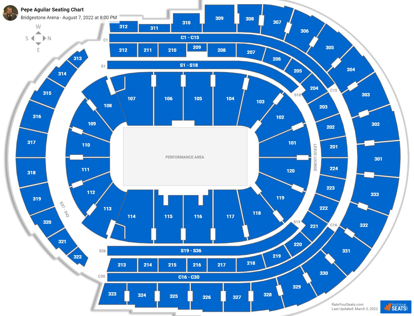 Pepe Aguilar seating chart Bridgestone Arena