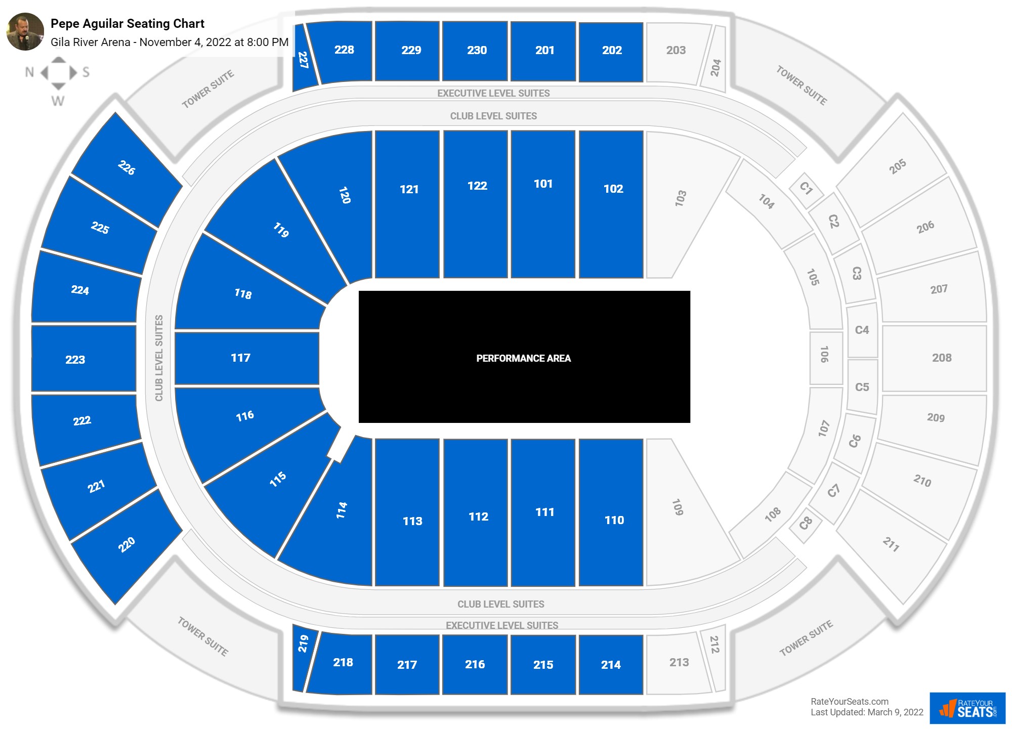 Pepe Aguilar seating chart Gila River Arena