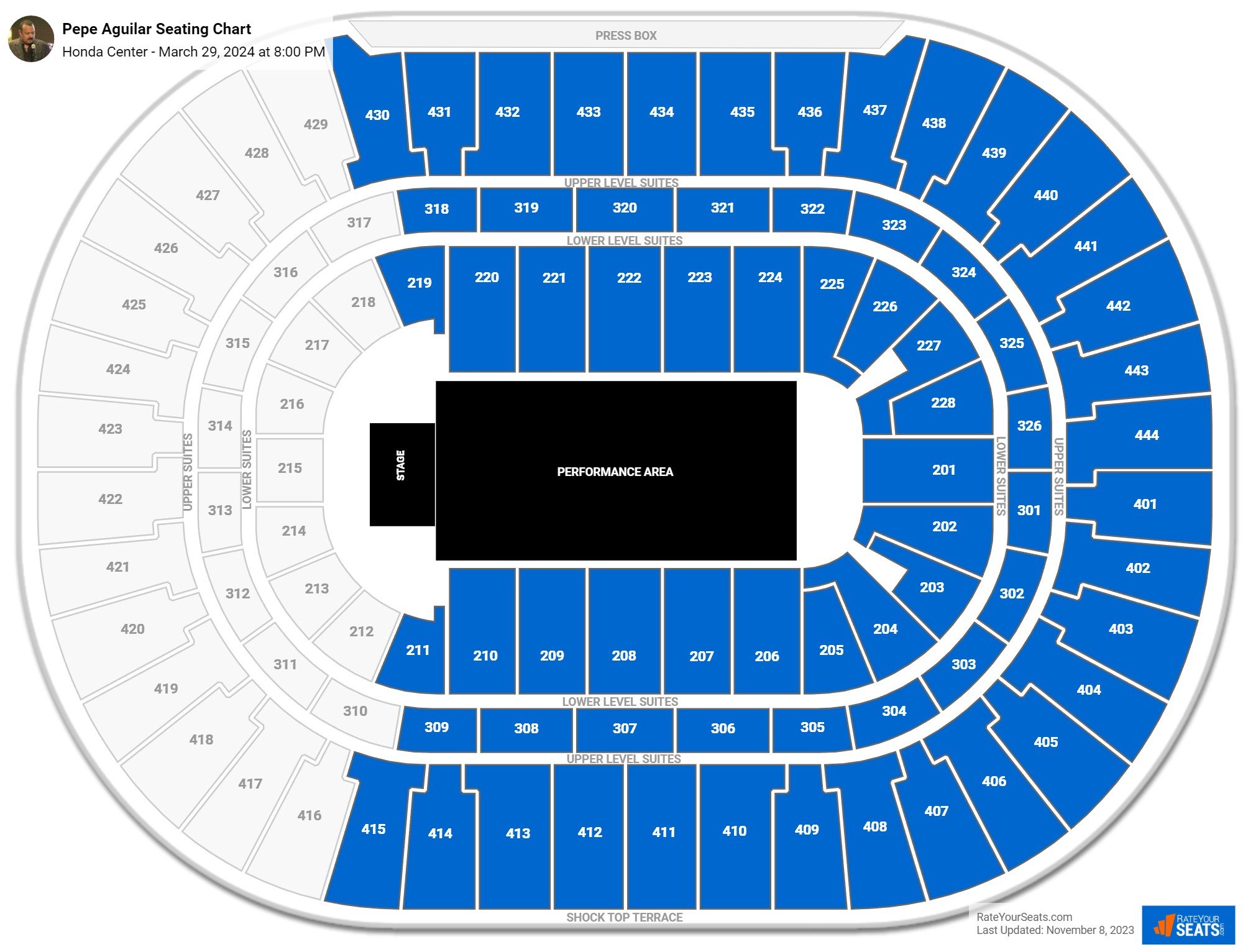 Pepe Aguilar seating chart Honda Center