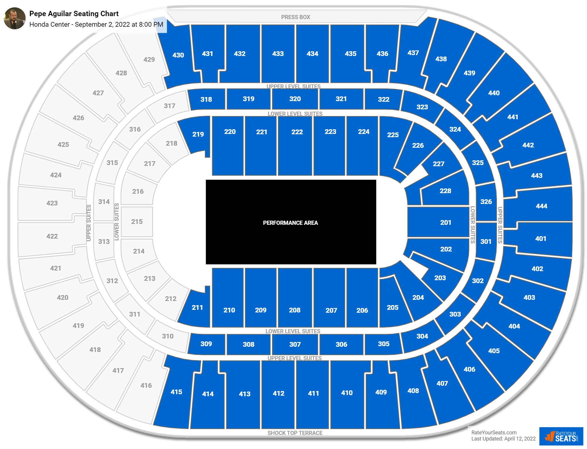 Pepe Aguilar seating chart Honda Center