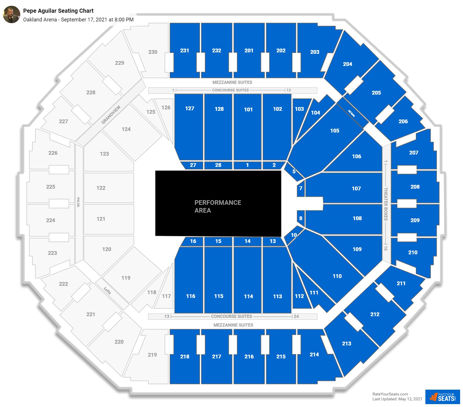 Pepe Aguilar seating chart Oakland Arena