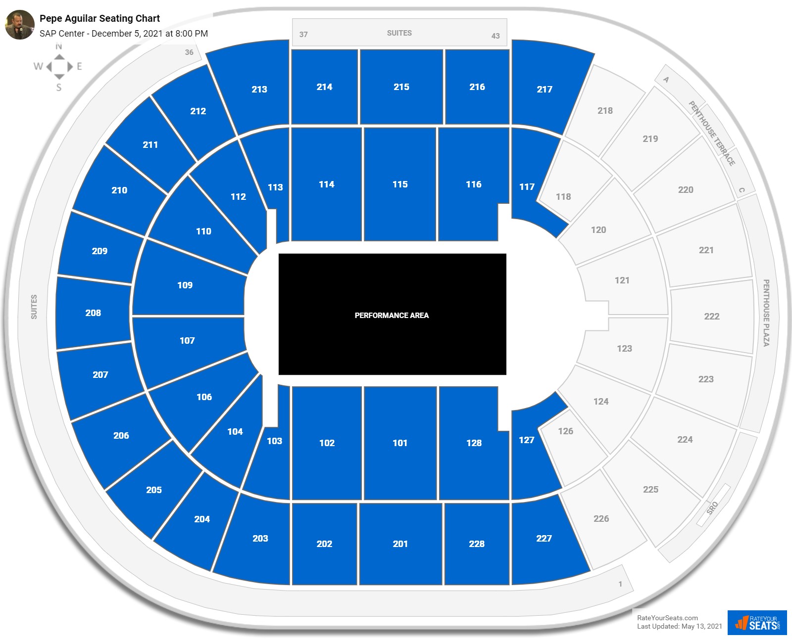 Pepe Aguilar seating chart SAP Center