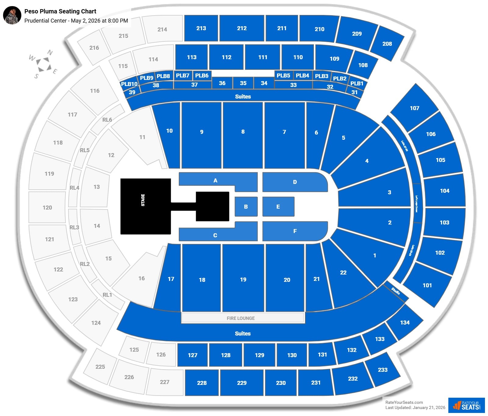 Peso Pluma seating chart Prudential Center