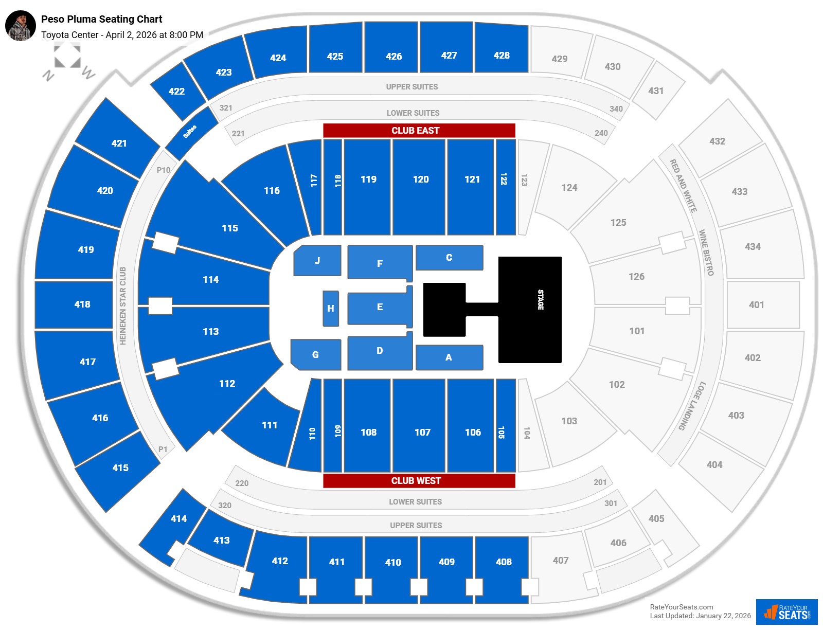 Peso Pluma seating chart Toyota Center