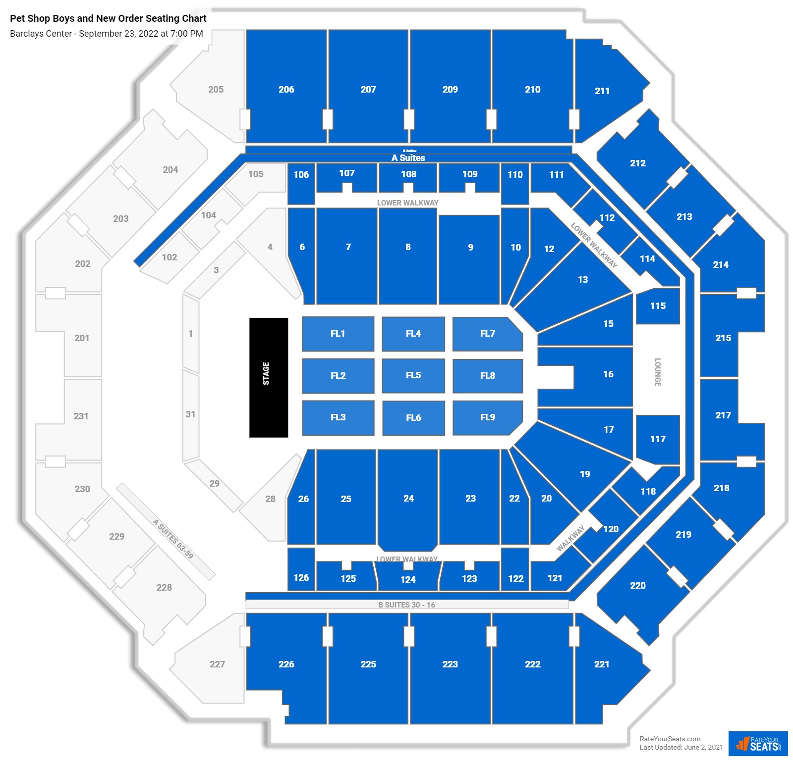 New Order and Pet Shop Boys seating chart Barclays Center