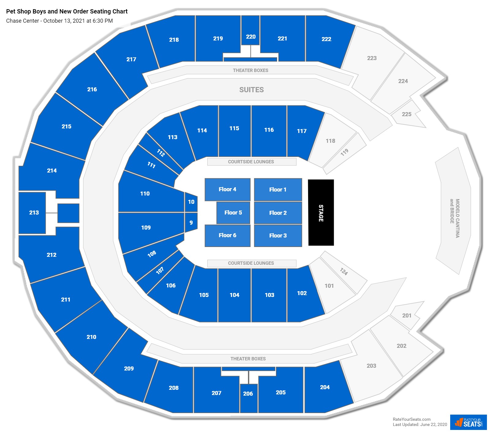Pet Shop Boys and New Order seating chart Chase Center
