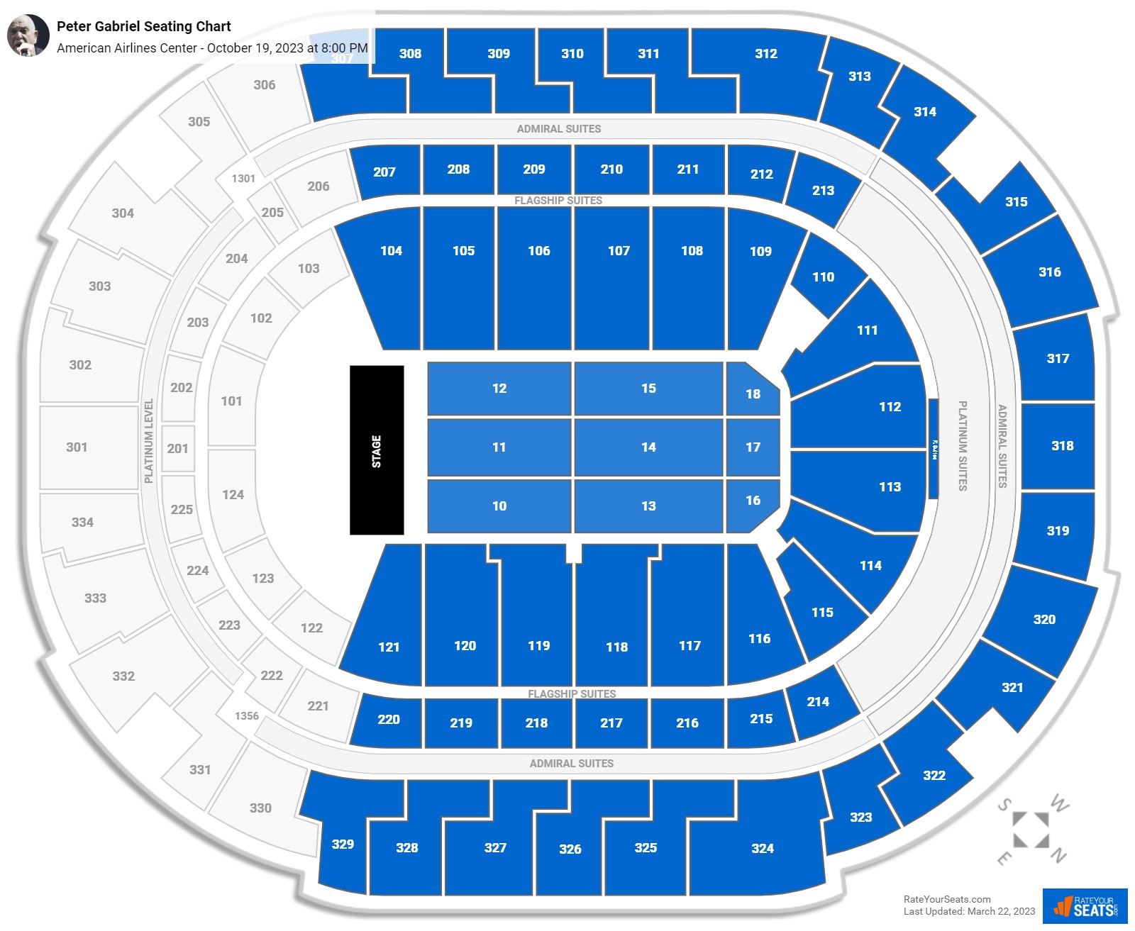 Peter Gabriel seating chart American Airlines Center