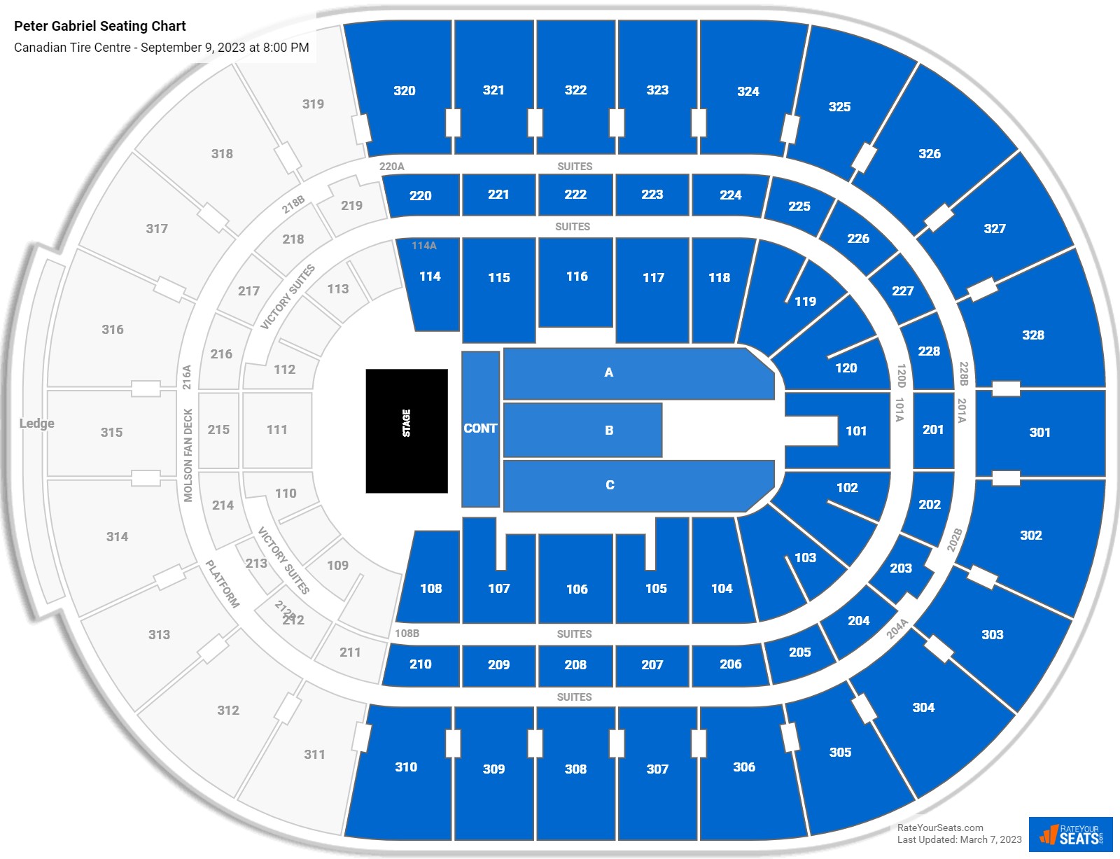 Peter Gabriel seating chart Canadian Tire Centre
