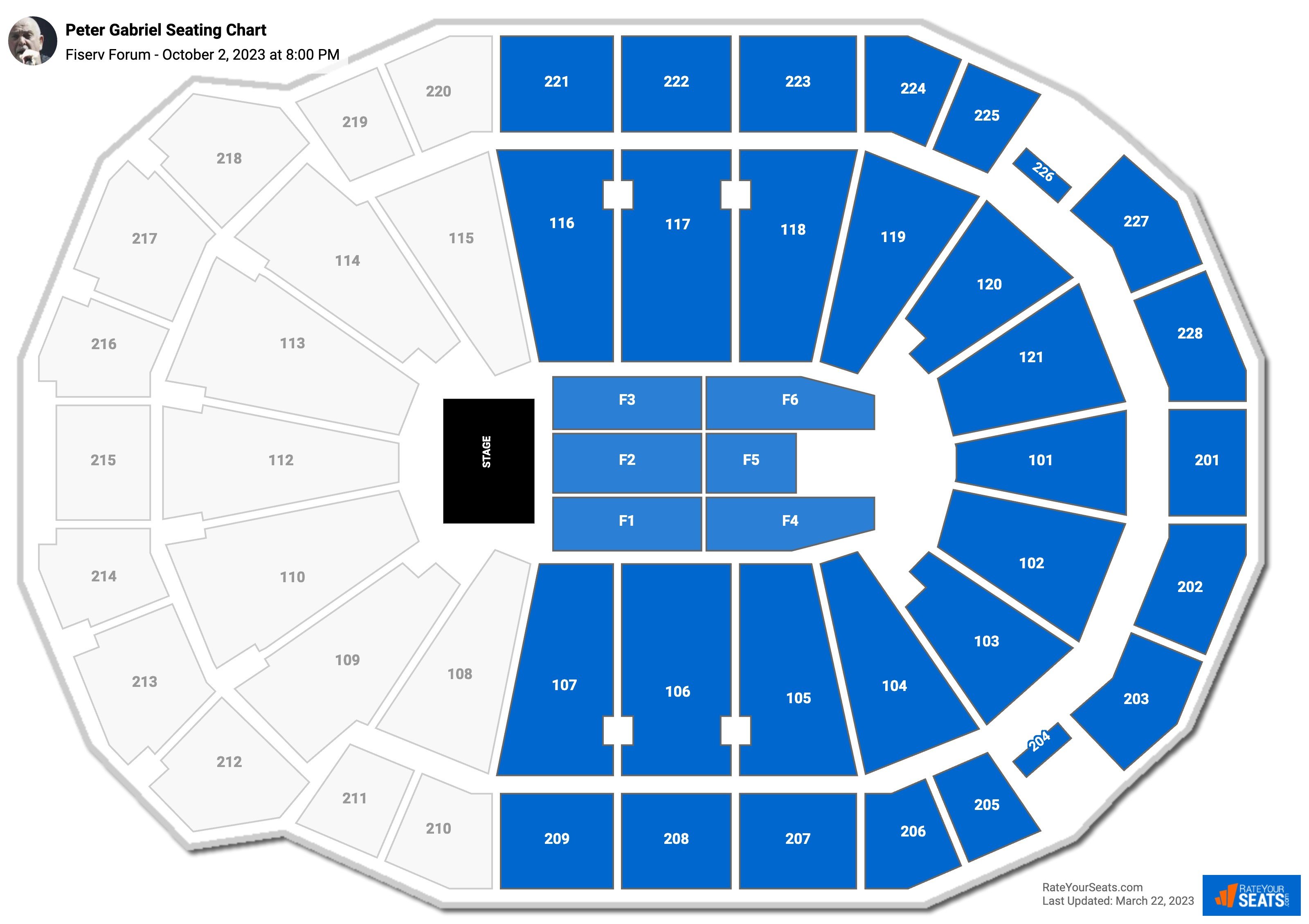 Peter Gabriel seating chart Fiserv Forum