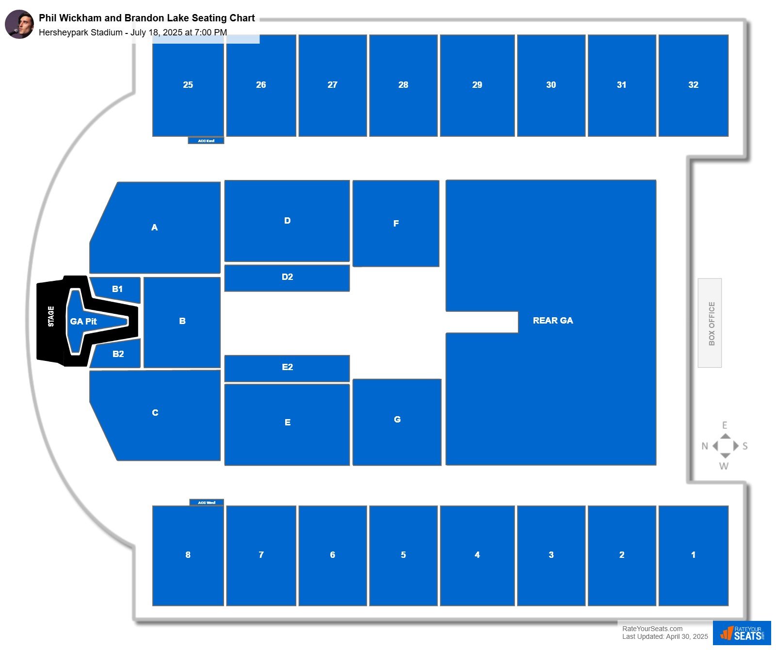 Phil Wickham and Brandon Lake seating chart Hersheypark Stadium