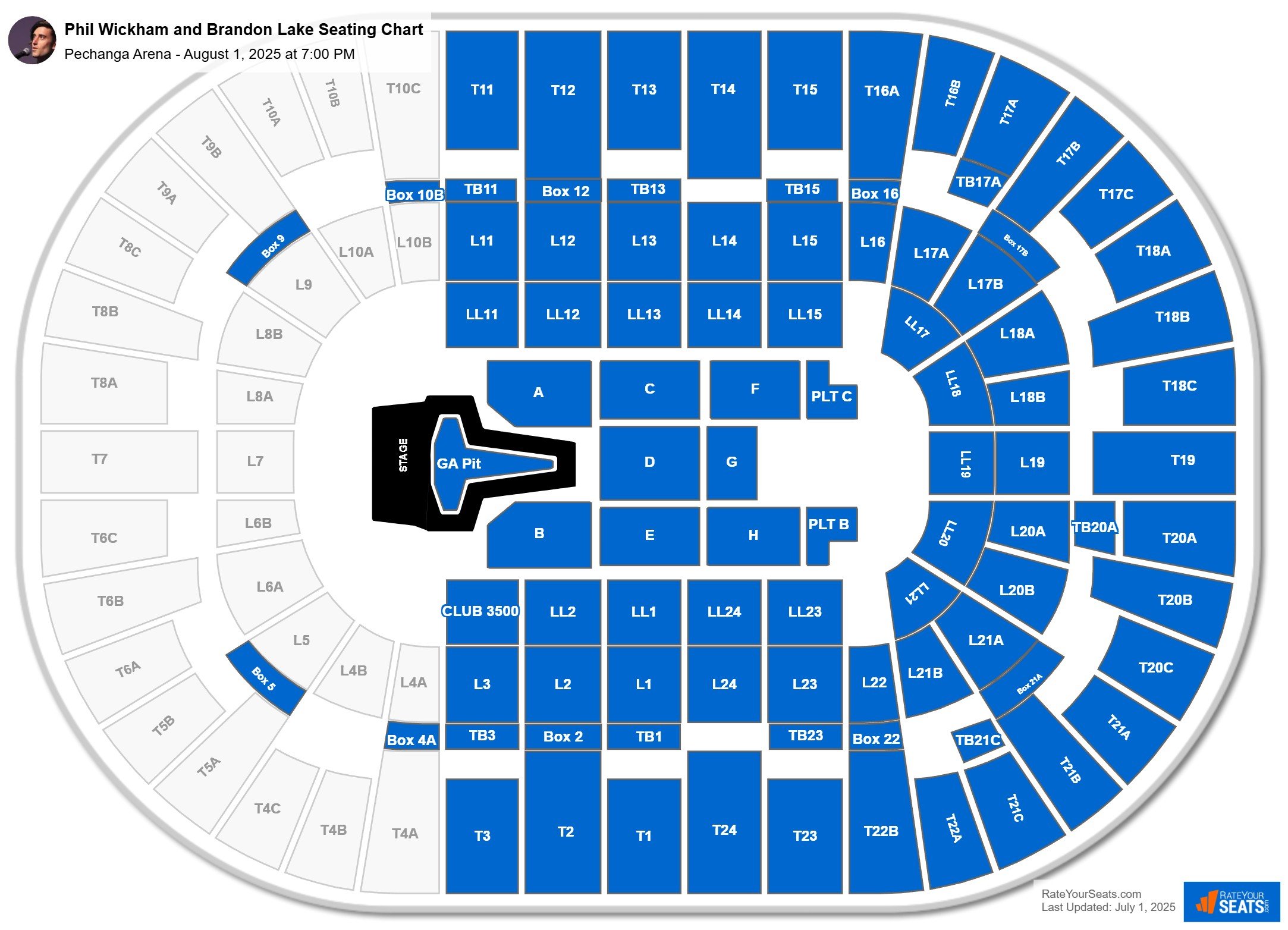 Phil Wickham and Brandon Lake seating chart Pechanga Arena