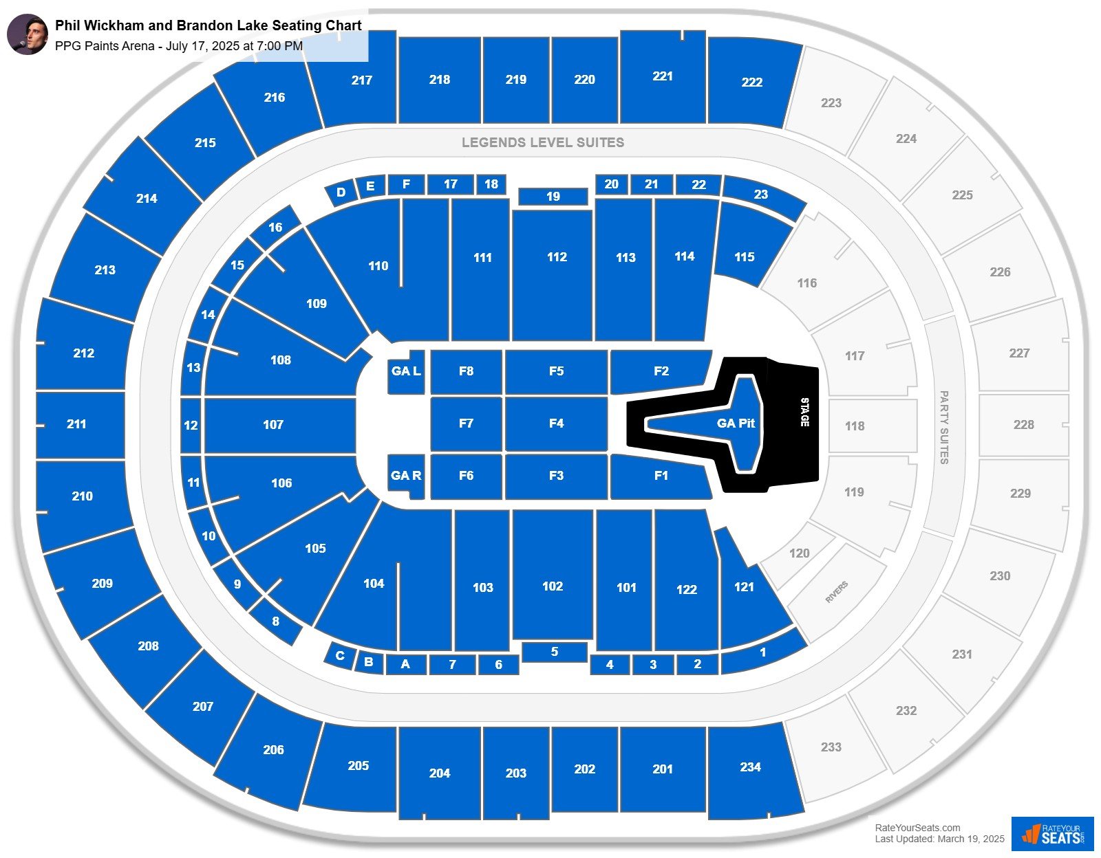 Phil Wickham and Brandon Lake seating chart PPG Paints Arena