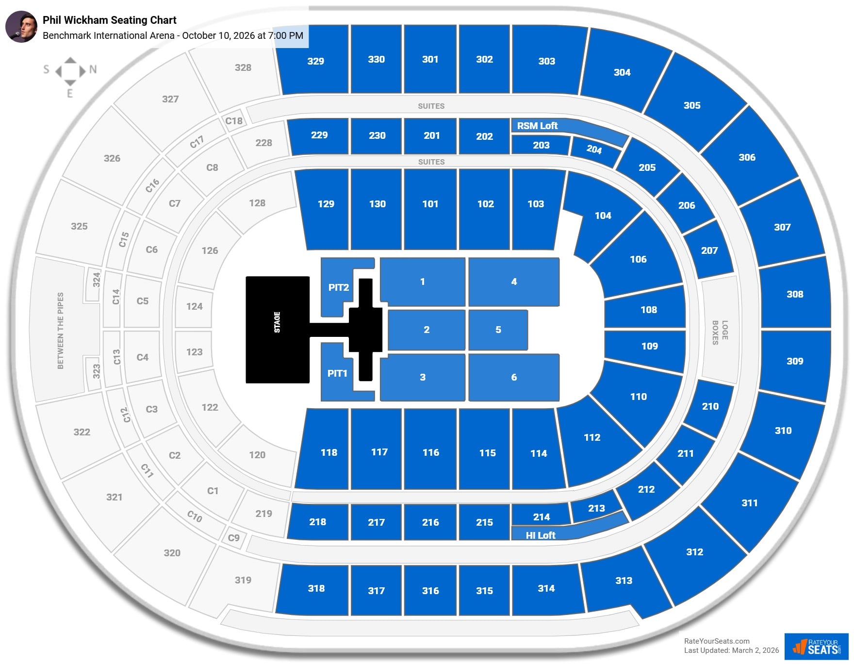 Phil Wickham seating chart Benchmark International Arena
