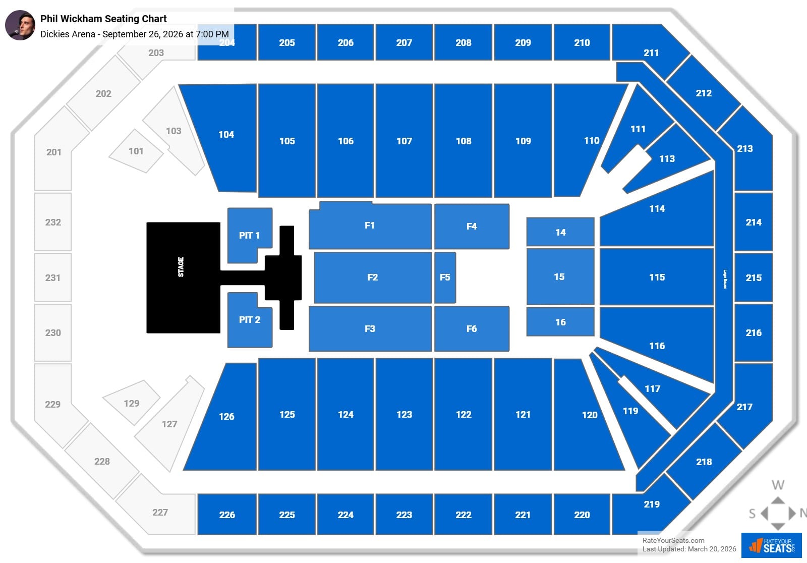 Phil Wickham seating chart Dickies Arena