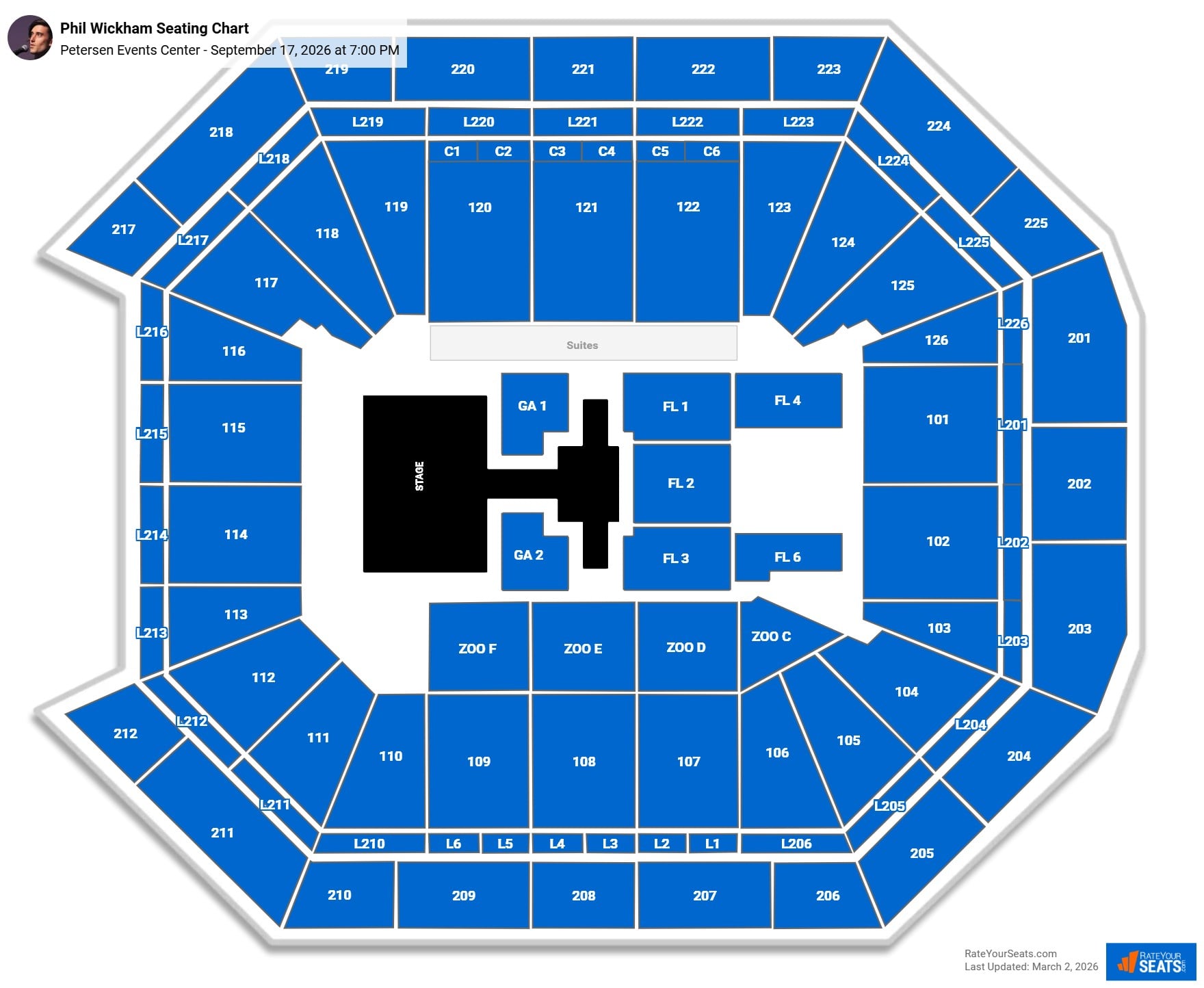 Phil Wickham seating chart Petersen Events Center