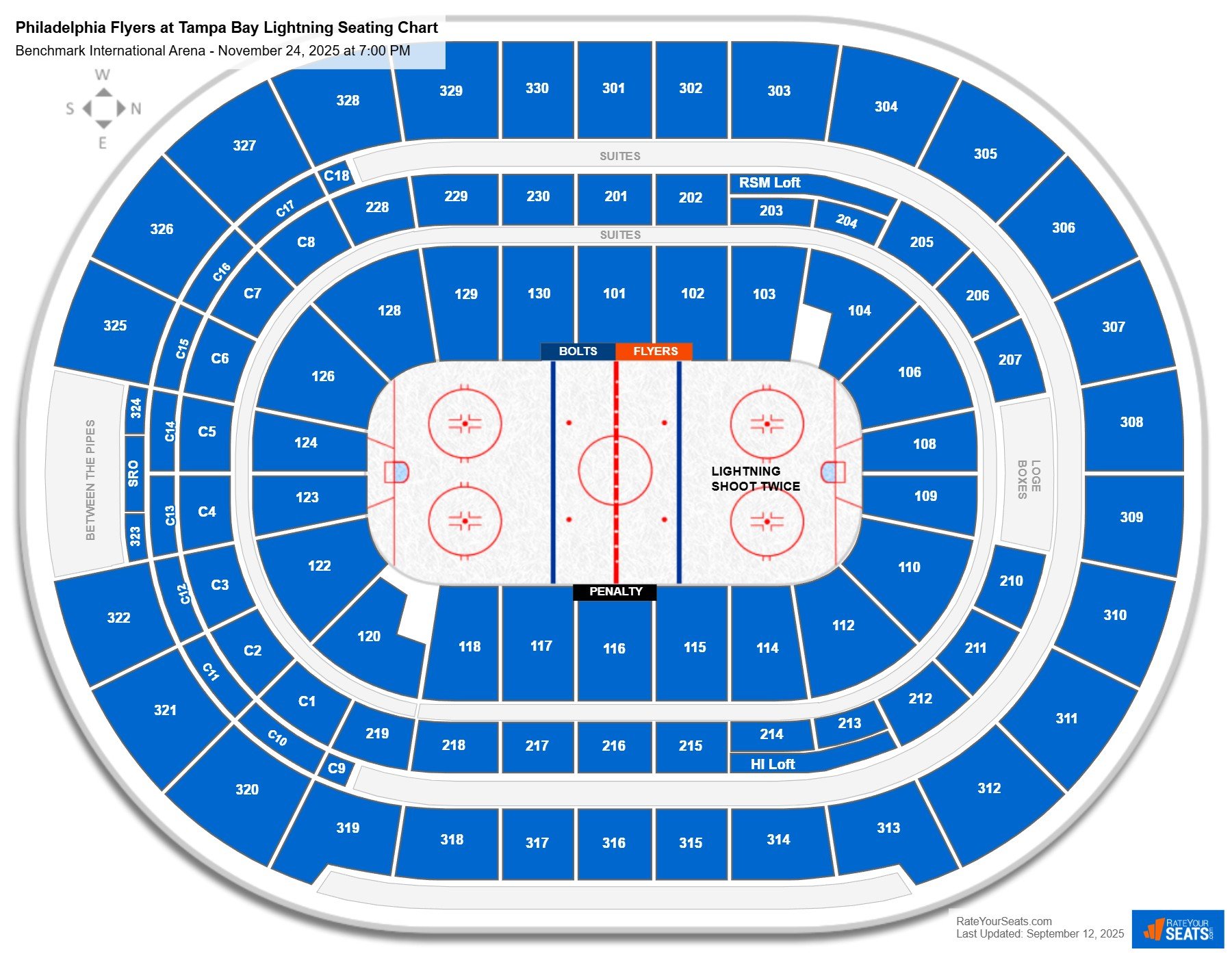 Philadelphia Flyers at Tampa Bay Lightning seating chart Benchmark International Arena