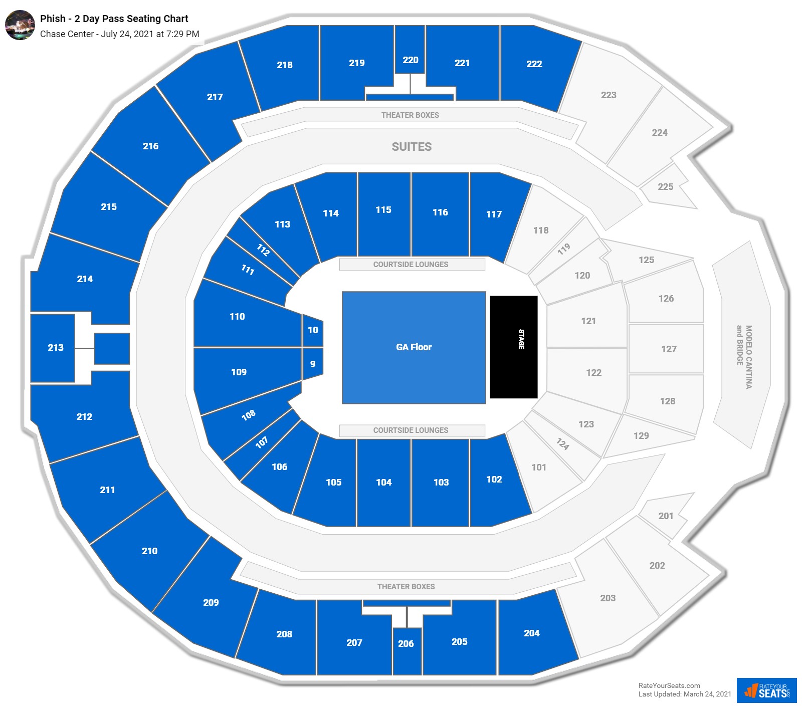 Chase Center Seating Charts for Concerts
