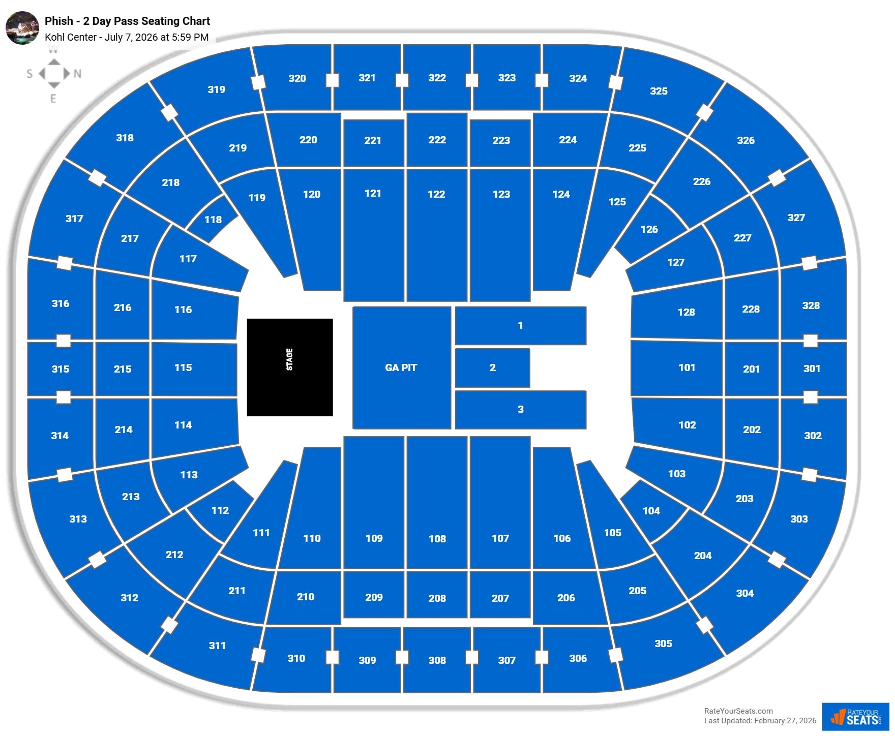 Phish - 2 Day Pass seating chart Kohl Center