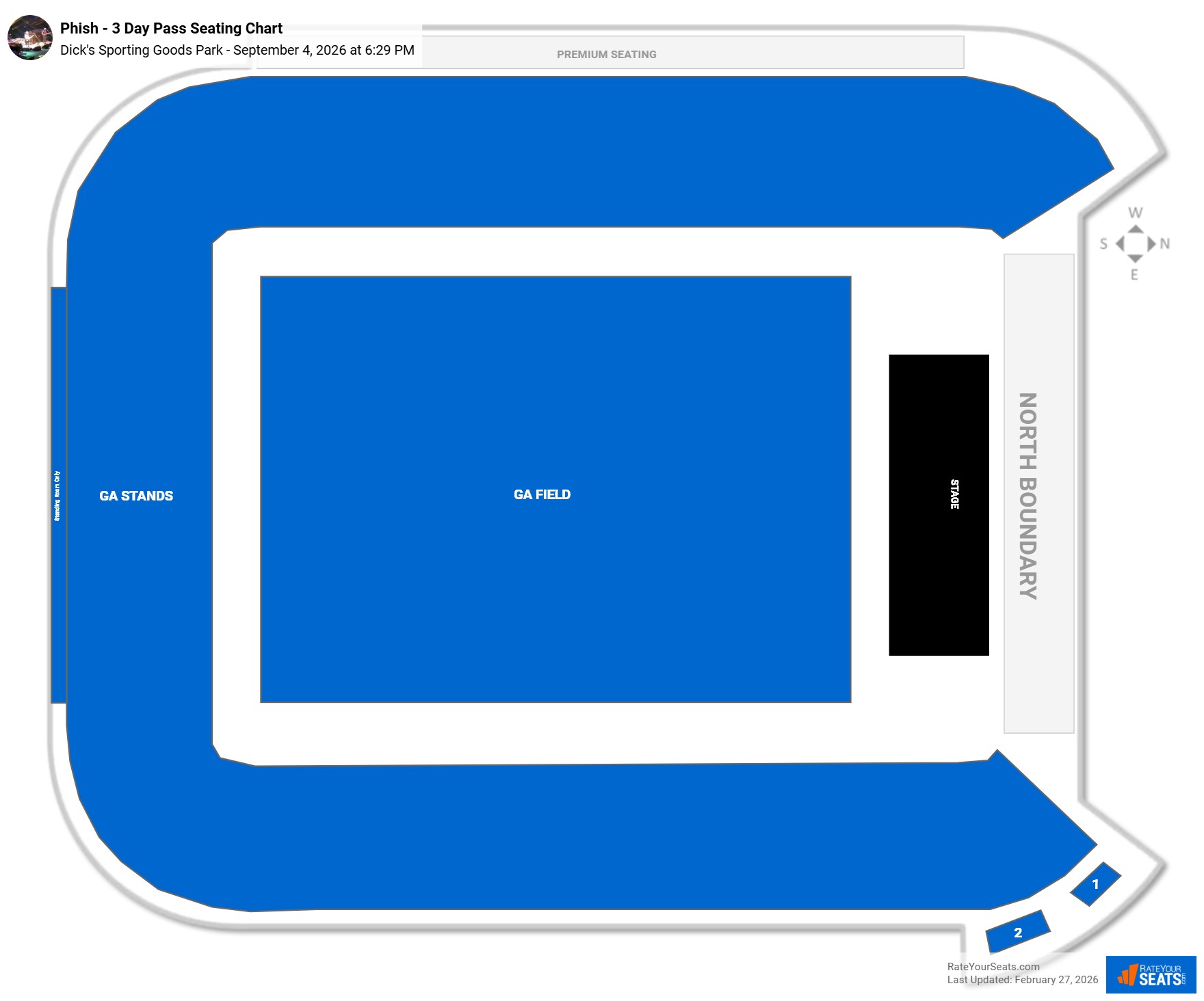 Phish - 3 Day Pass seating chart Dick
