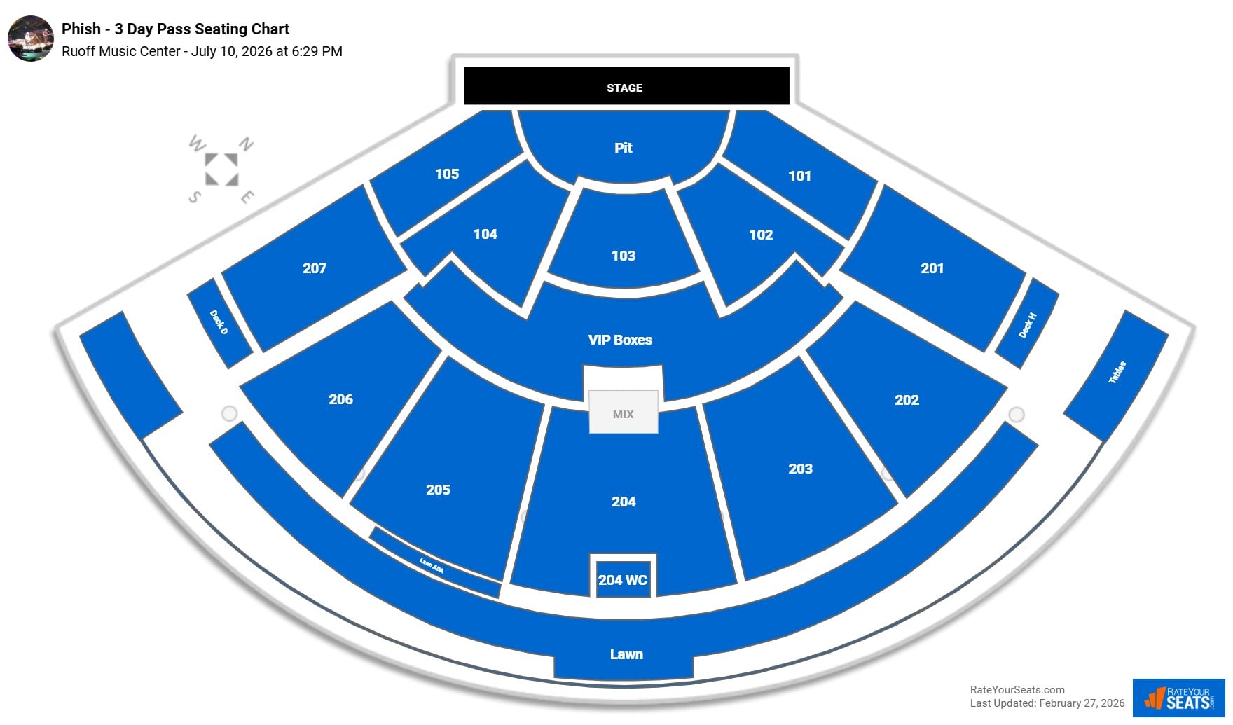 Phish - 3 Day Pass seating chart Ruoff Music Center