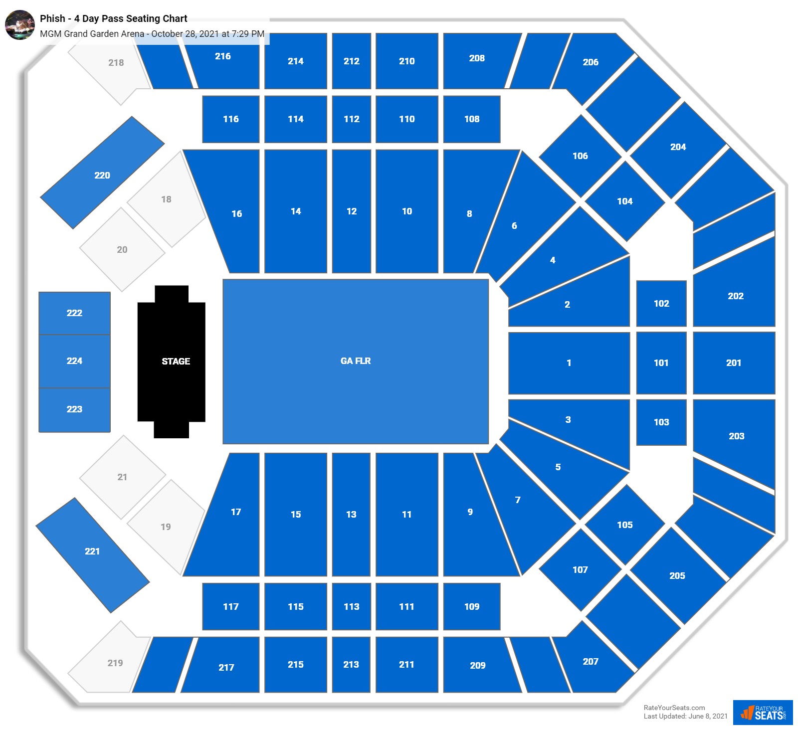 Phish - 4 Day Pass seating chart MGM Grand Garden Arena