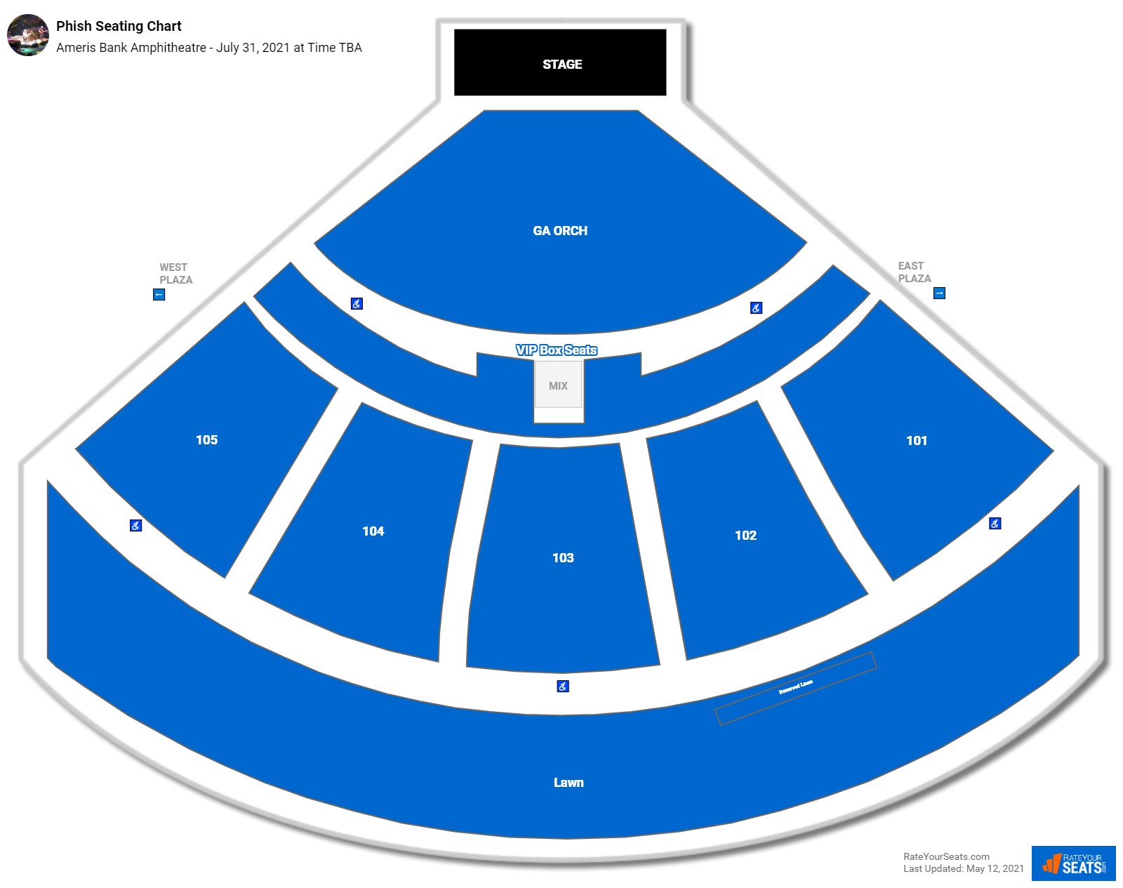 Phish seating chart Ameris Bank Amphitheatre