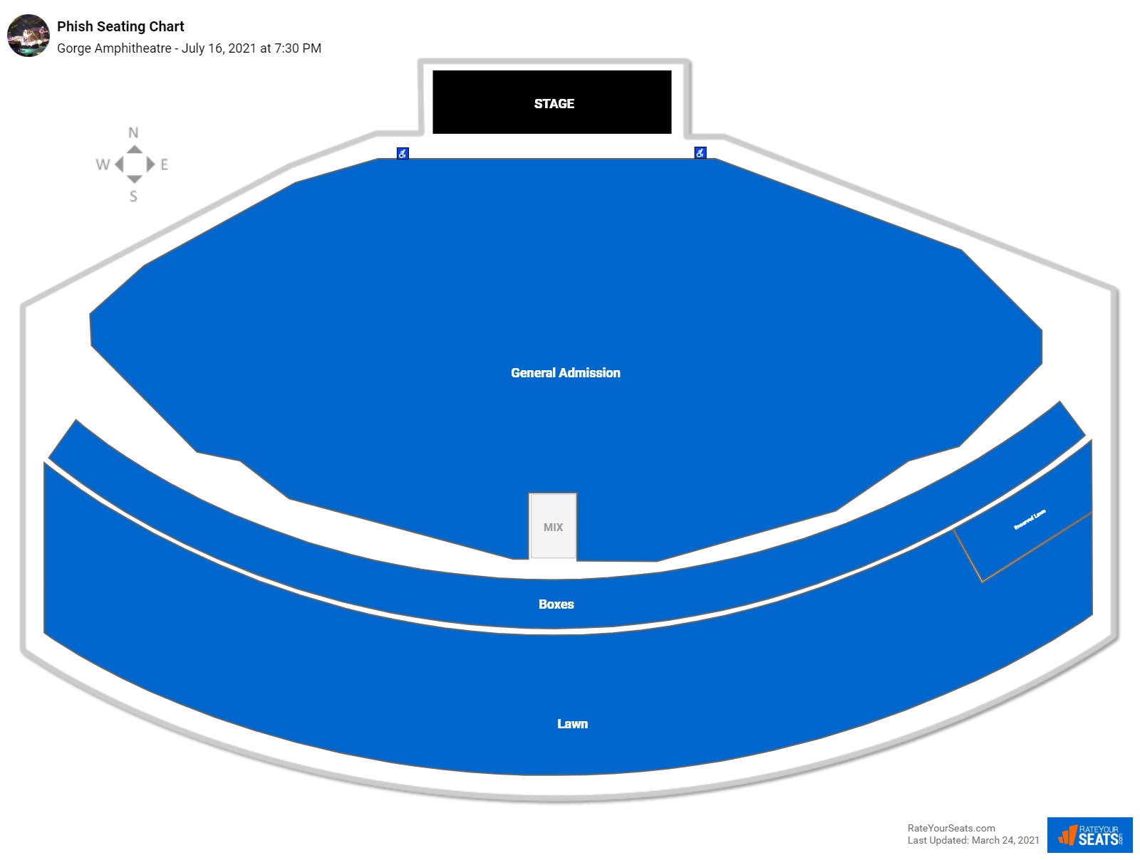 Phish seating chart Gorge Amphitheatre