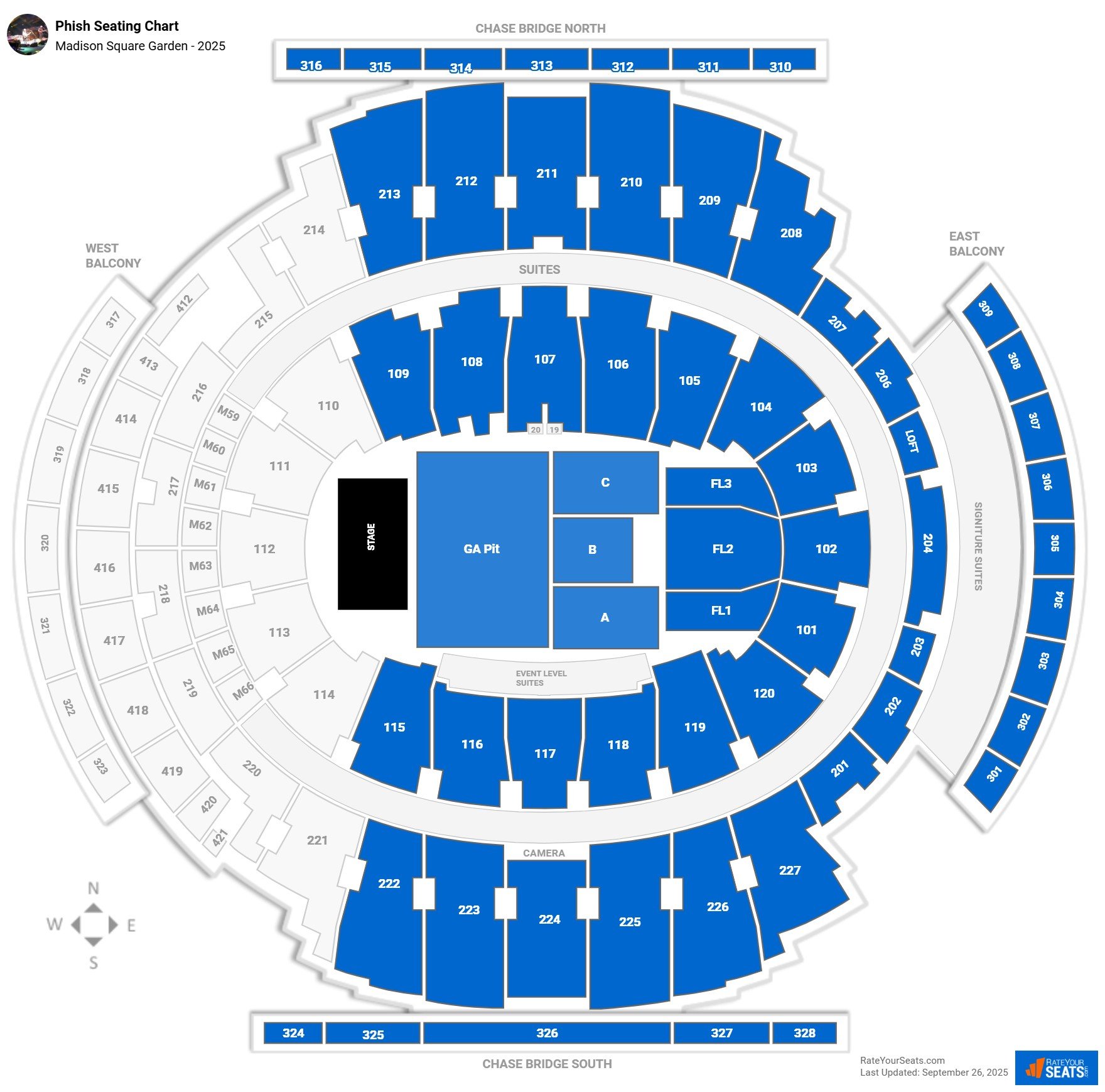 Phish seating chart Madison Square Garden