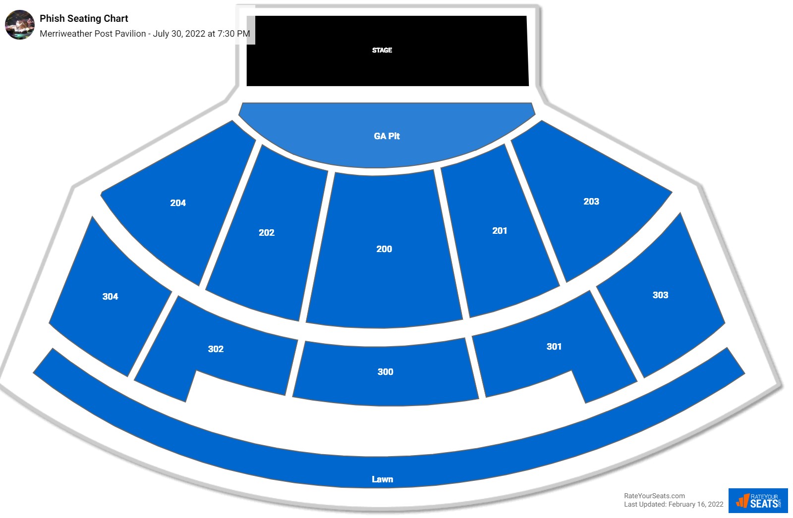 Phish seating chart Merriweather Post Pavilion