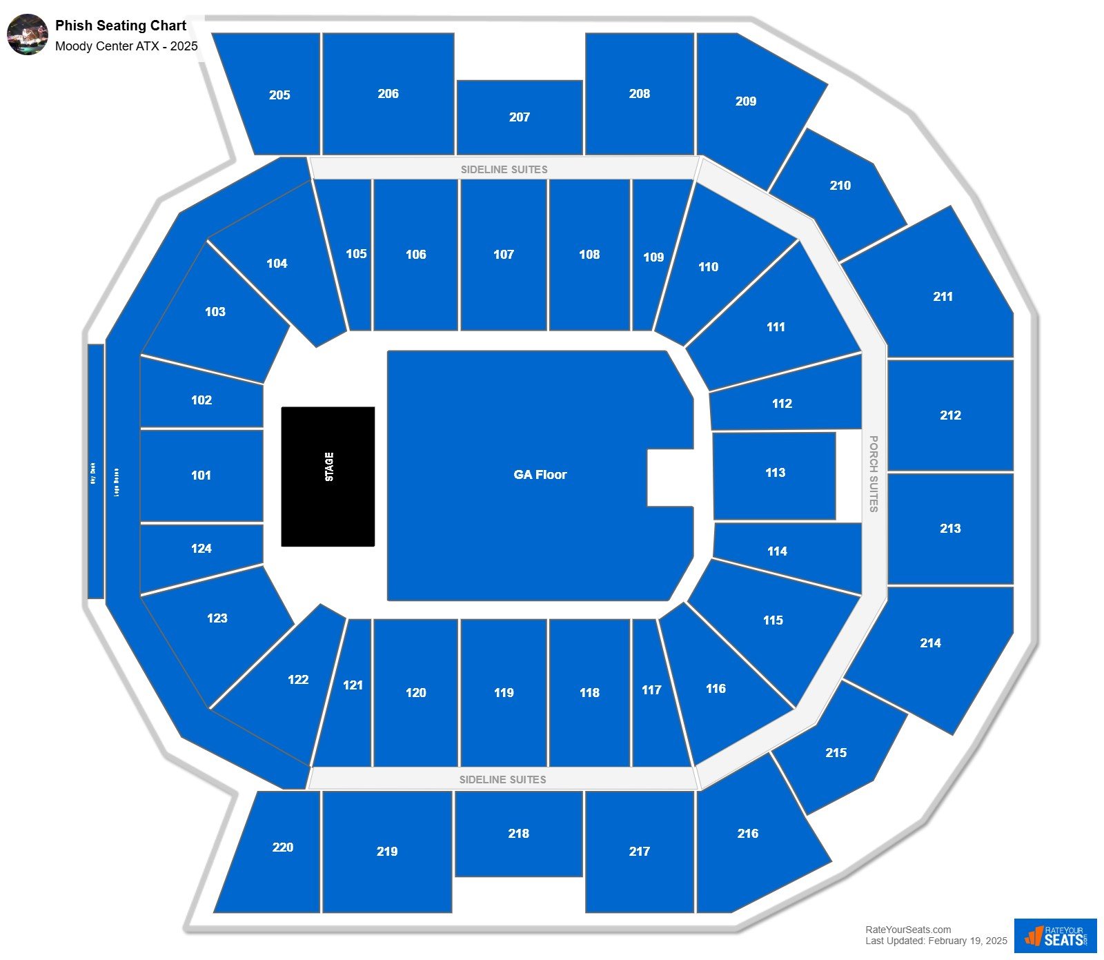 Phish seating chart Moody Center ATX