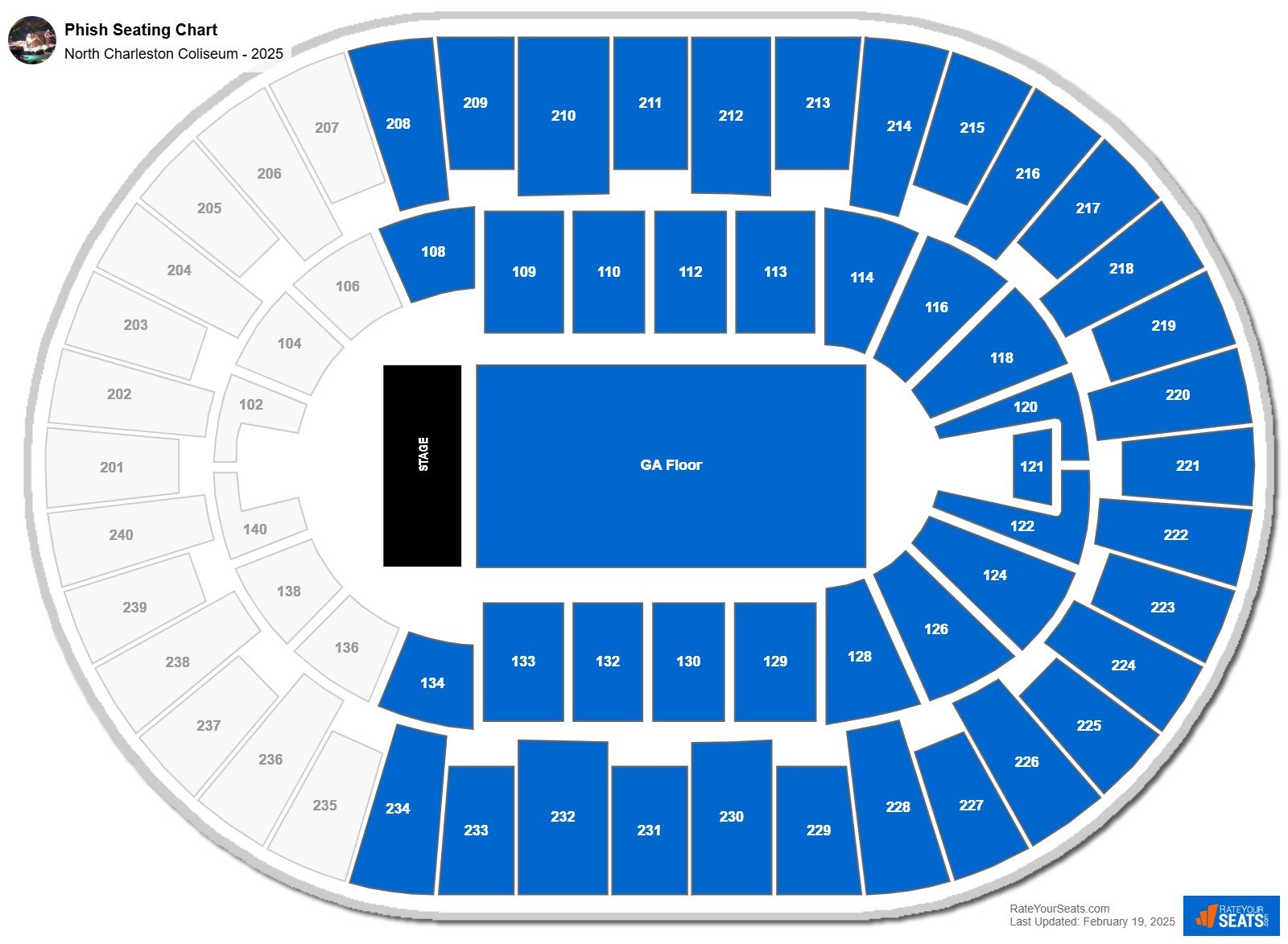 Phish seating chart North Charleston Coliseum
