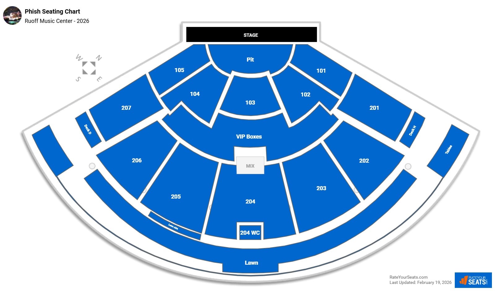 Phish seating chart Ruoff Music Center