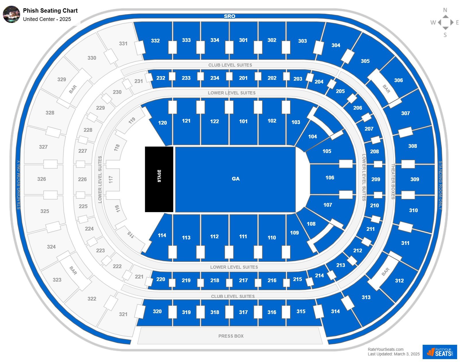 Phish seating chart United Center