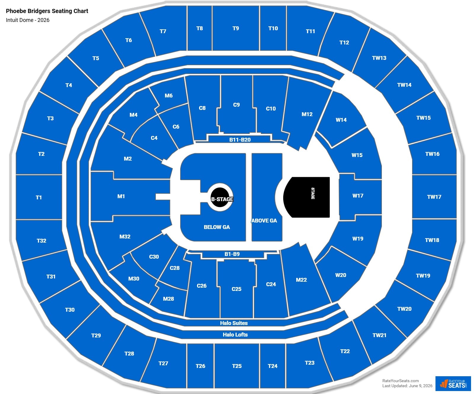 Phoebe Bridgers Seating Chart at Intuit Dome
