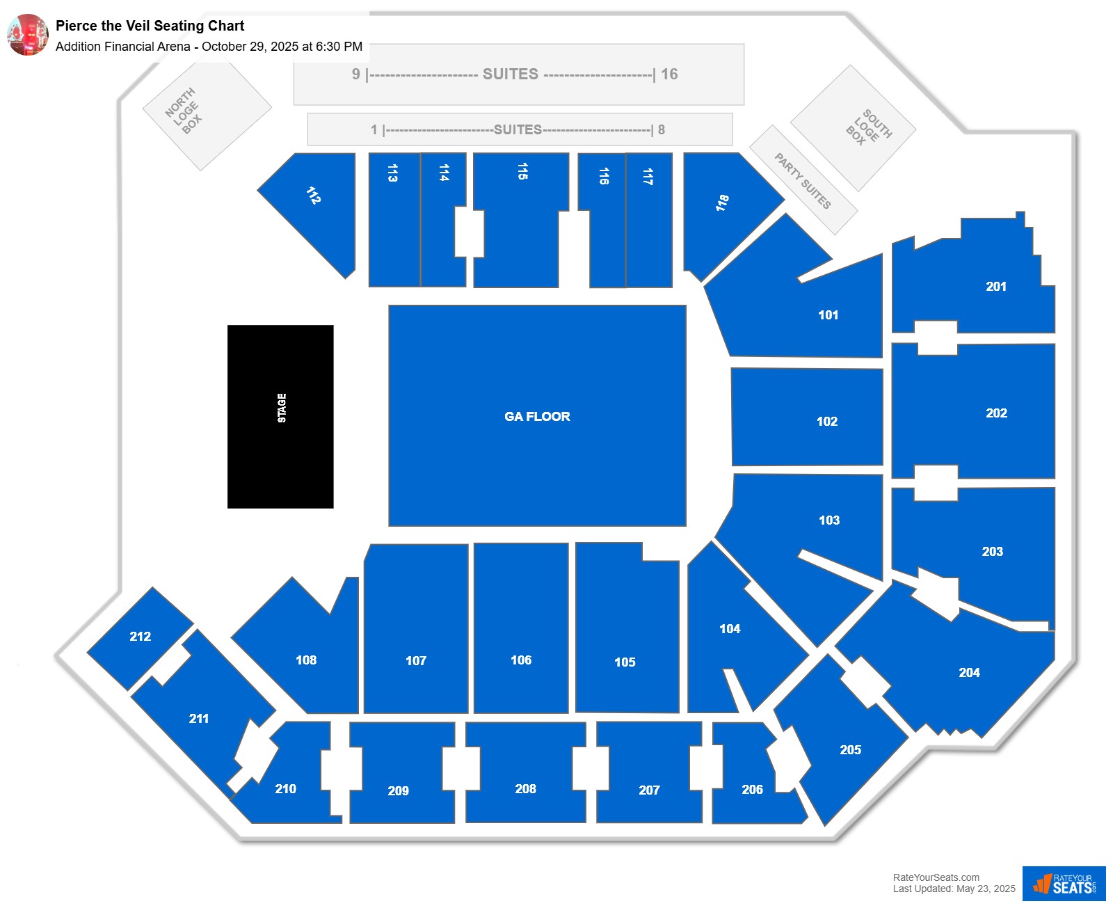Pierce the Veil seating chart Addition Financial Arena