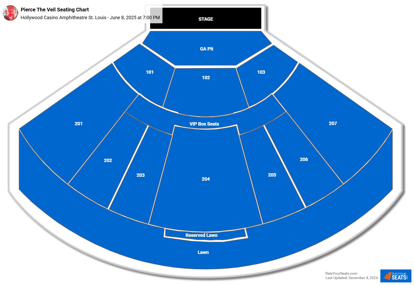 Pierce The Veil seating chart Hollywood Casino Amphitheatre St. Louis