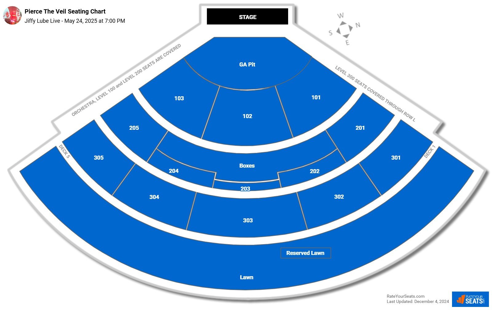 Pierce The Veil seating chart Jiffy Lube Live
