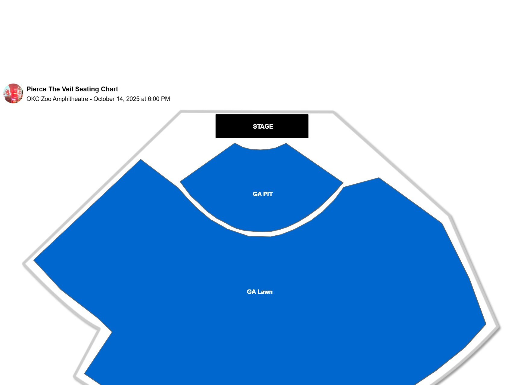 Pierce The Veil seating chart OKC Zoo Amphitheatre