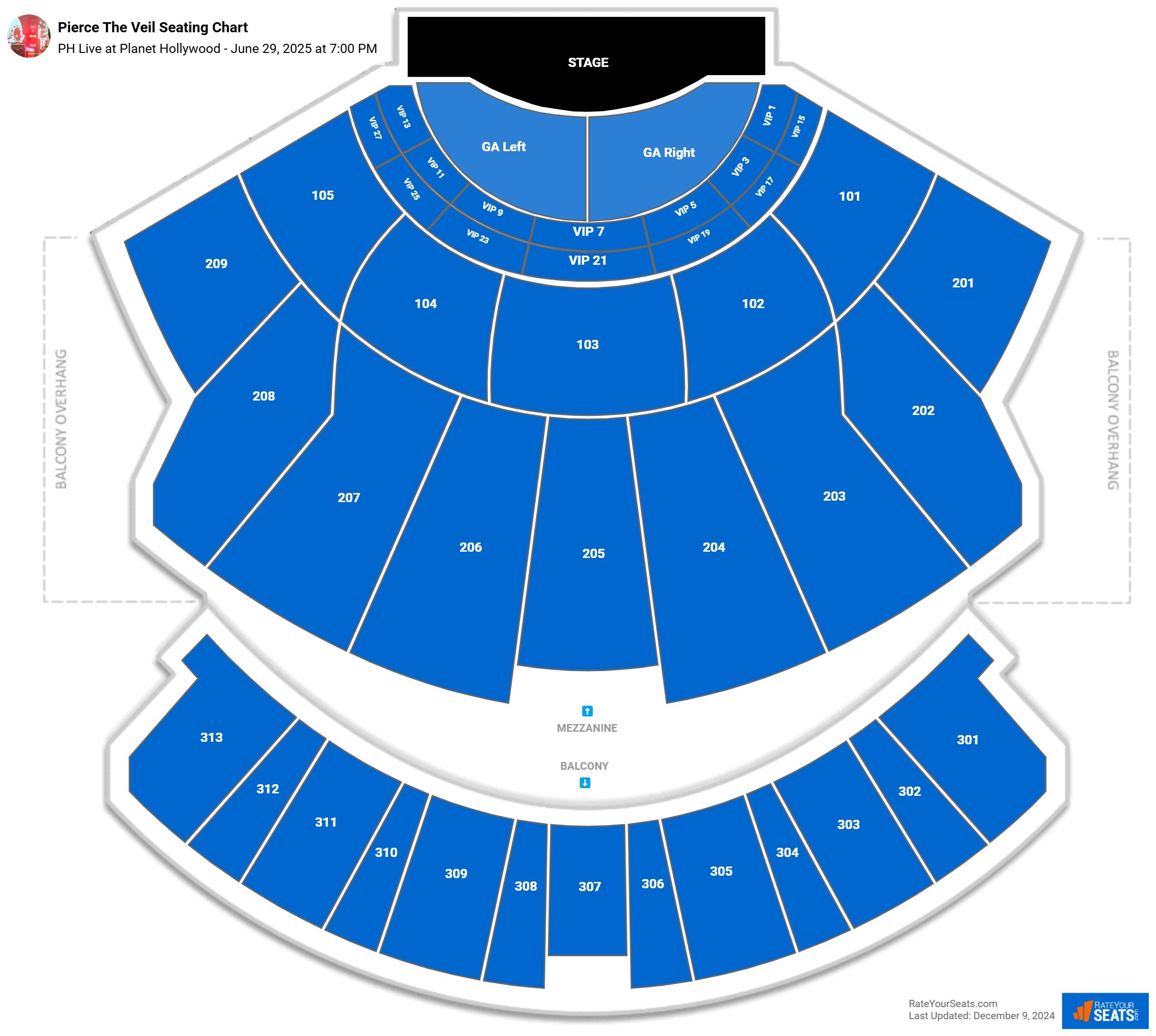 Pierce The Veil seating chart PH Live at Planet Hollywood