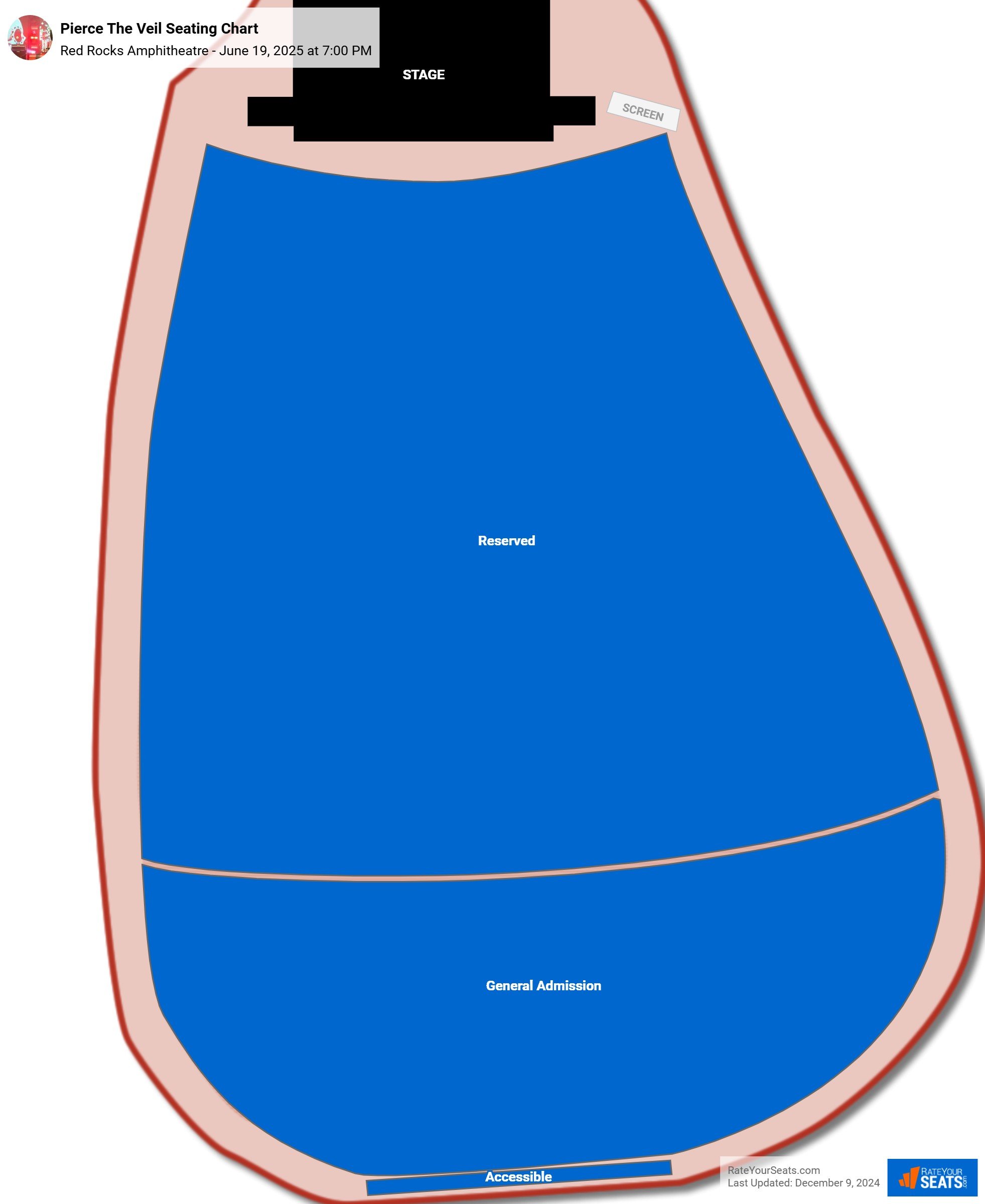 Pierce The Veil seating chart Red Rocks Amphitheatre