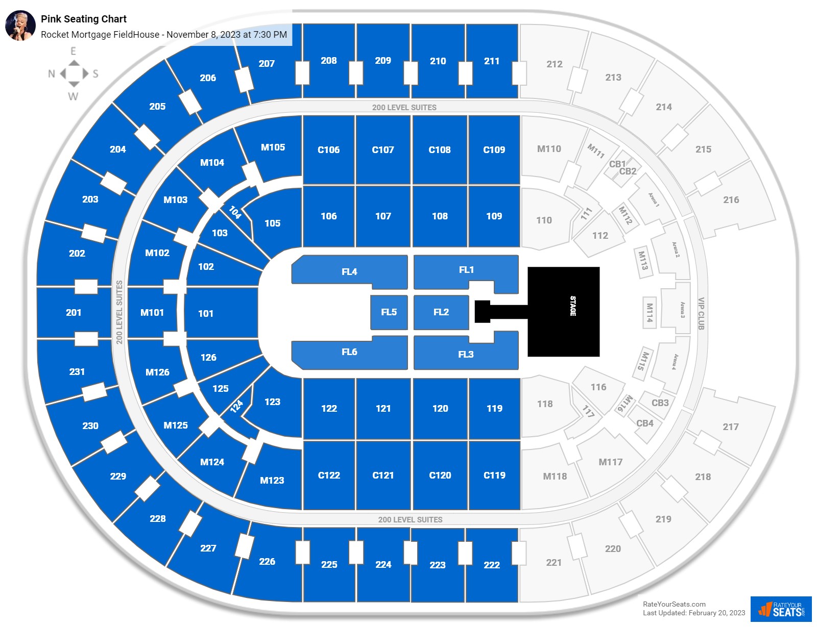 Pink seating chart Rocket Mortgage FieldHouse