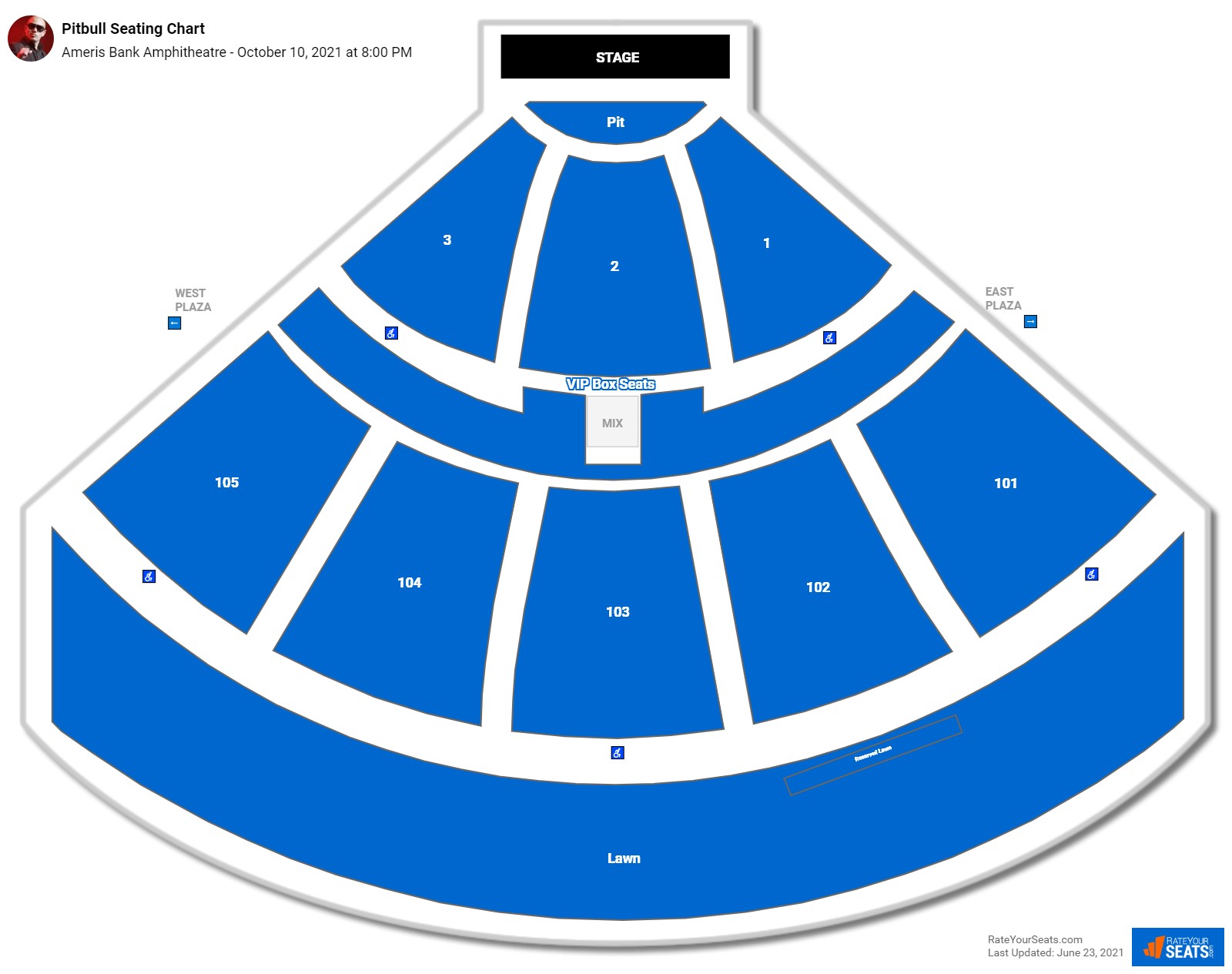 Pitbull seating chart Ameris Bank Amphitheatre