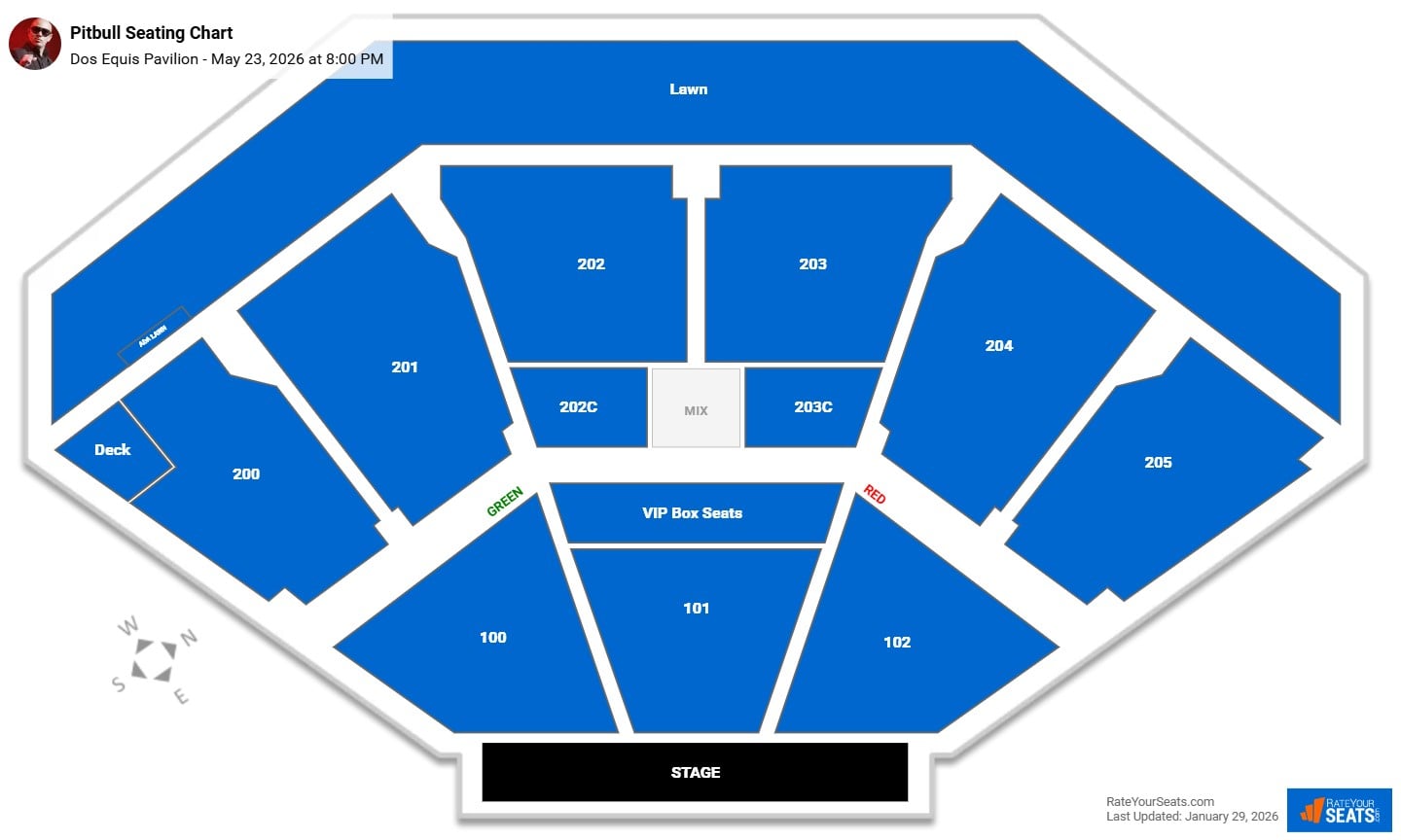 Pitbull seating chart Dos Equis Pavilion